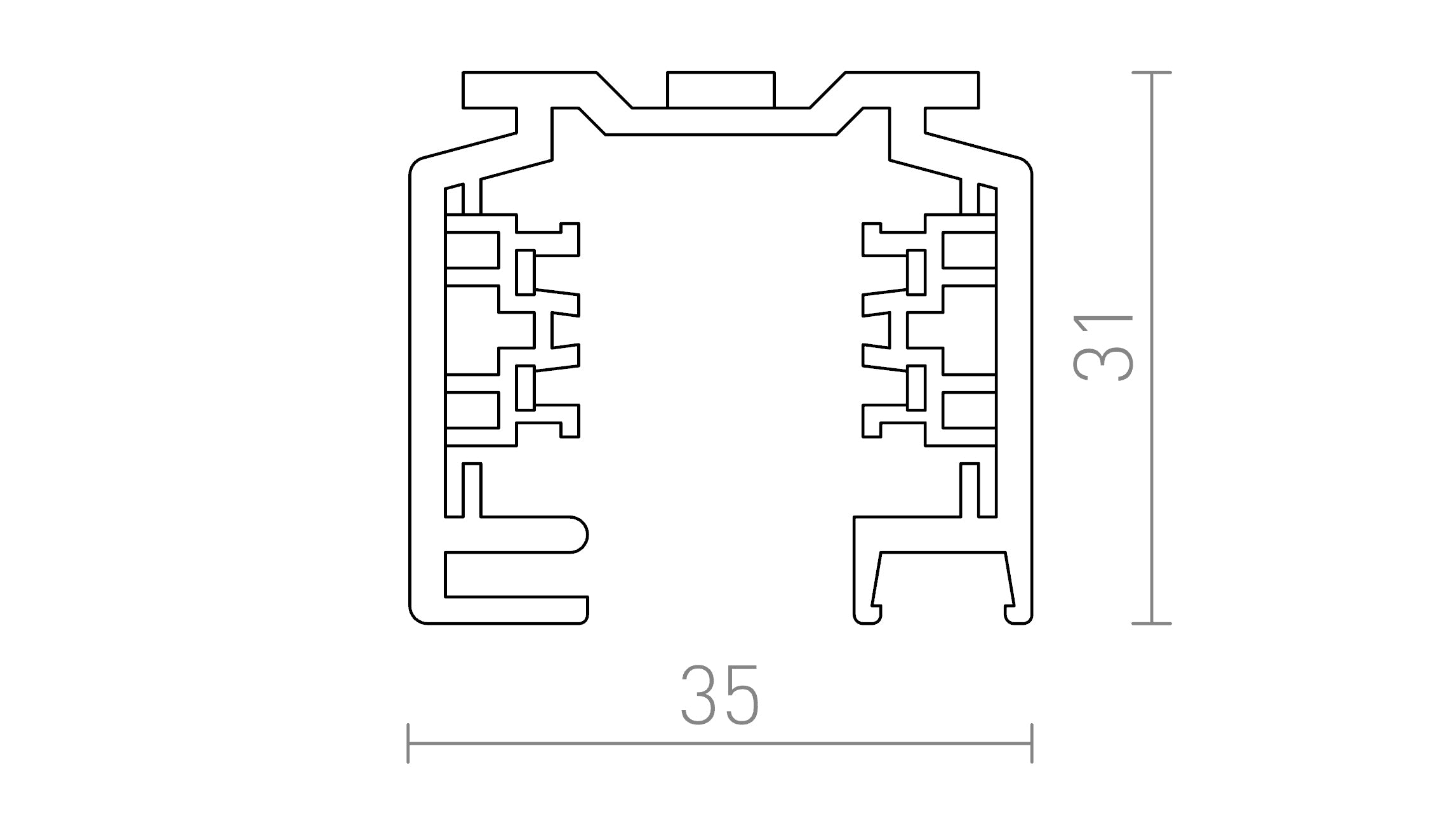 EUTRAC 1m 3-fasskena lampa - Product sketch