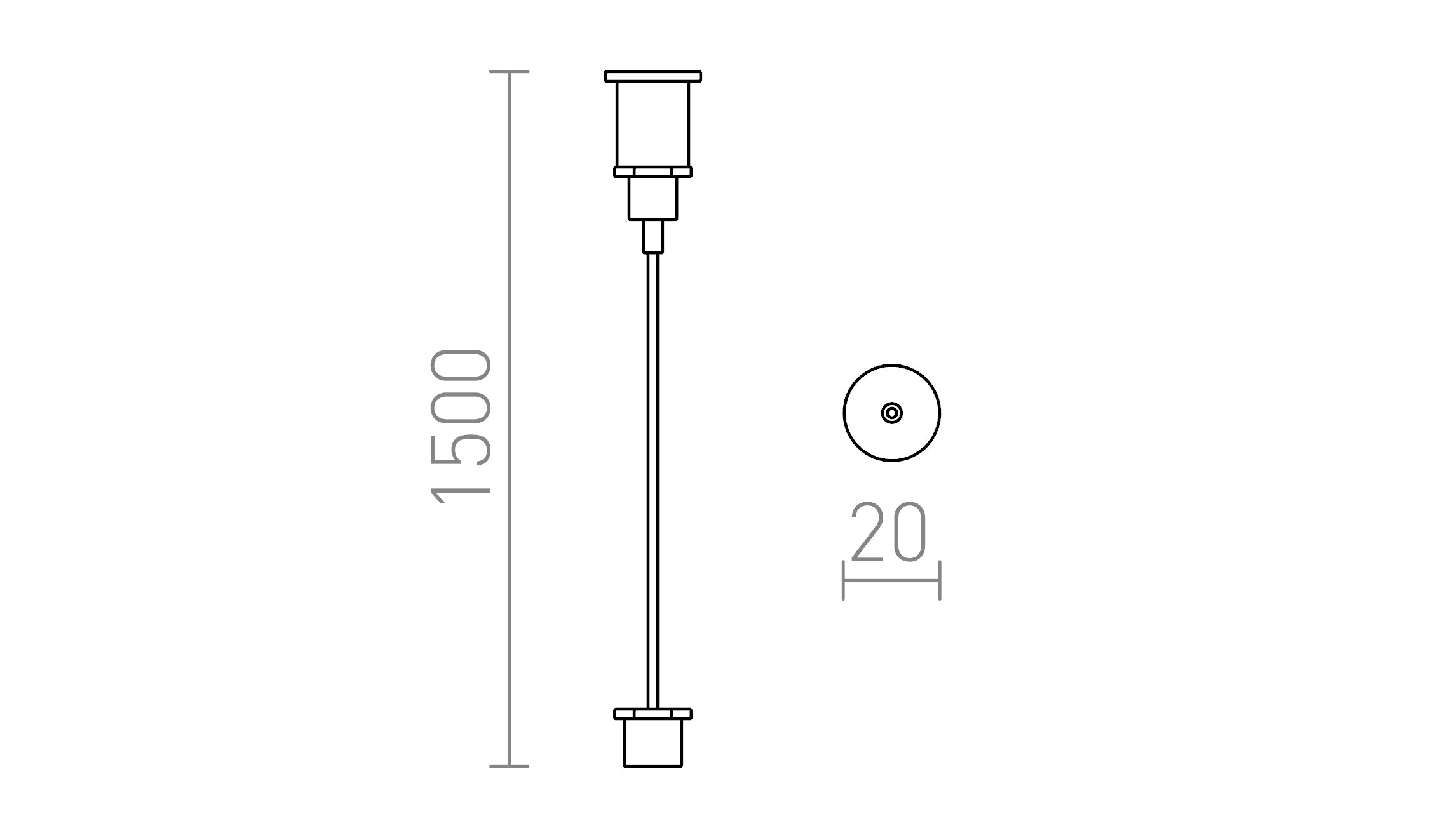 EUTRAC 1,5m окачване на метално въже - Product sketch