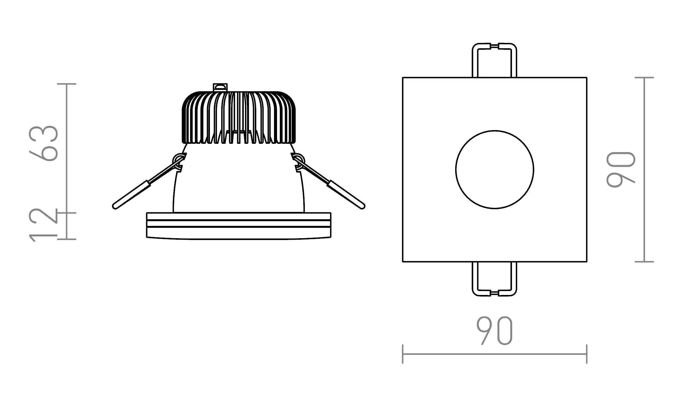 KAY SQ вградена лампа - Product sketch