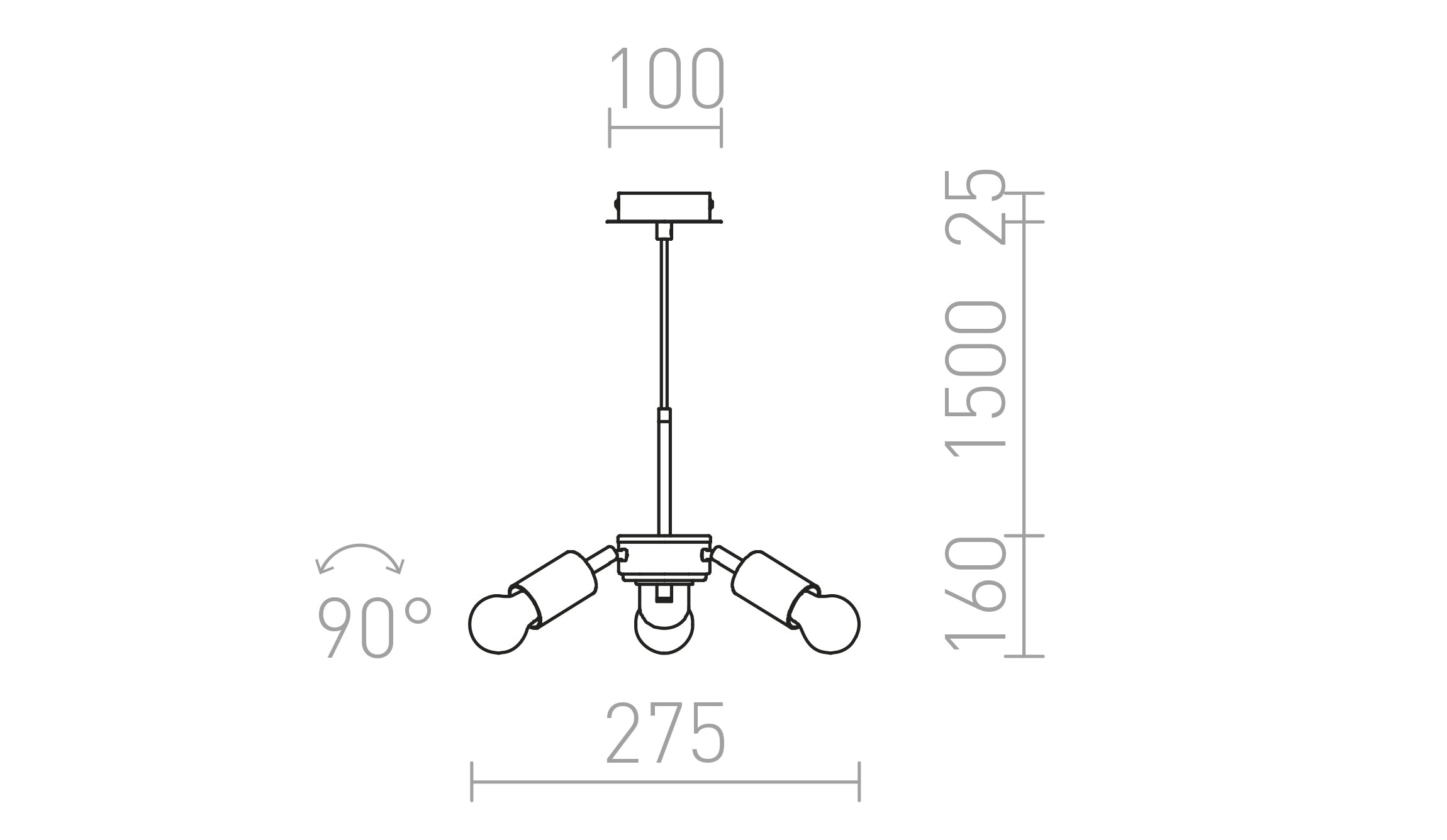 TRIX viseči komplet lampa - Product sketch