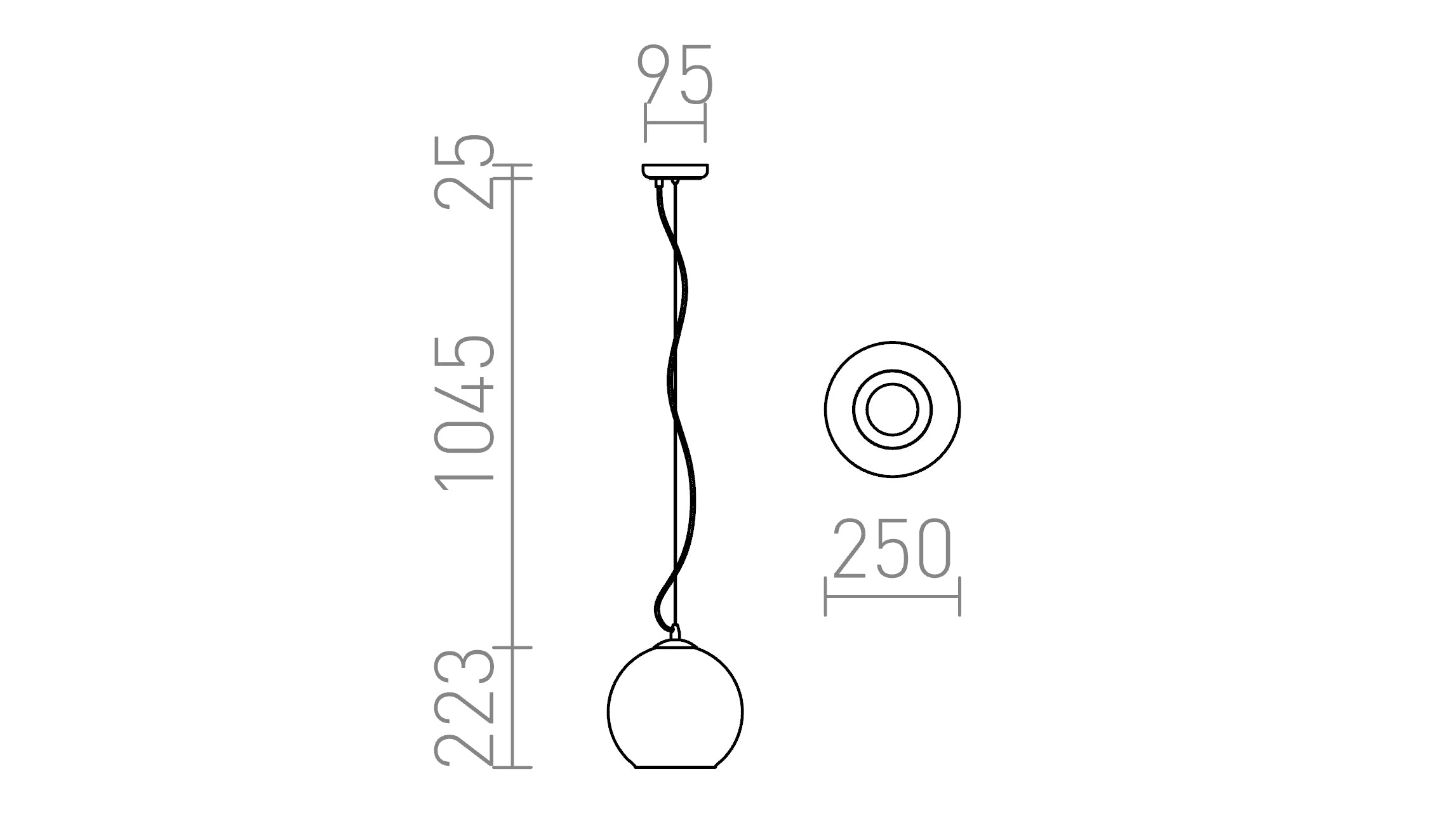 BEAU MONDE 25 viseča lampa - Product sketch