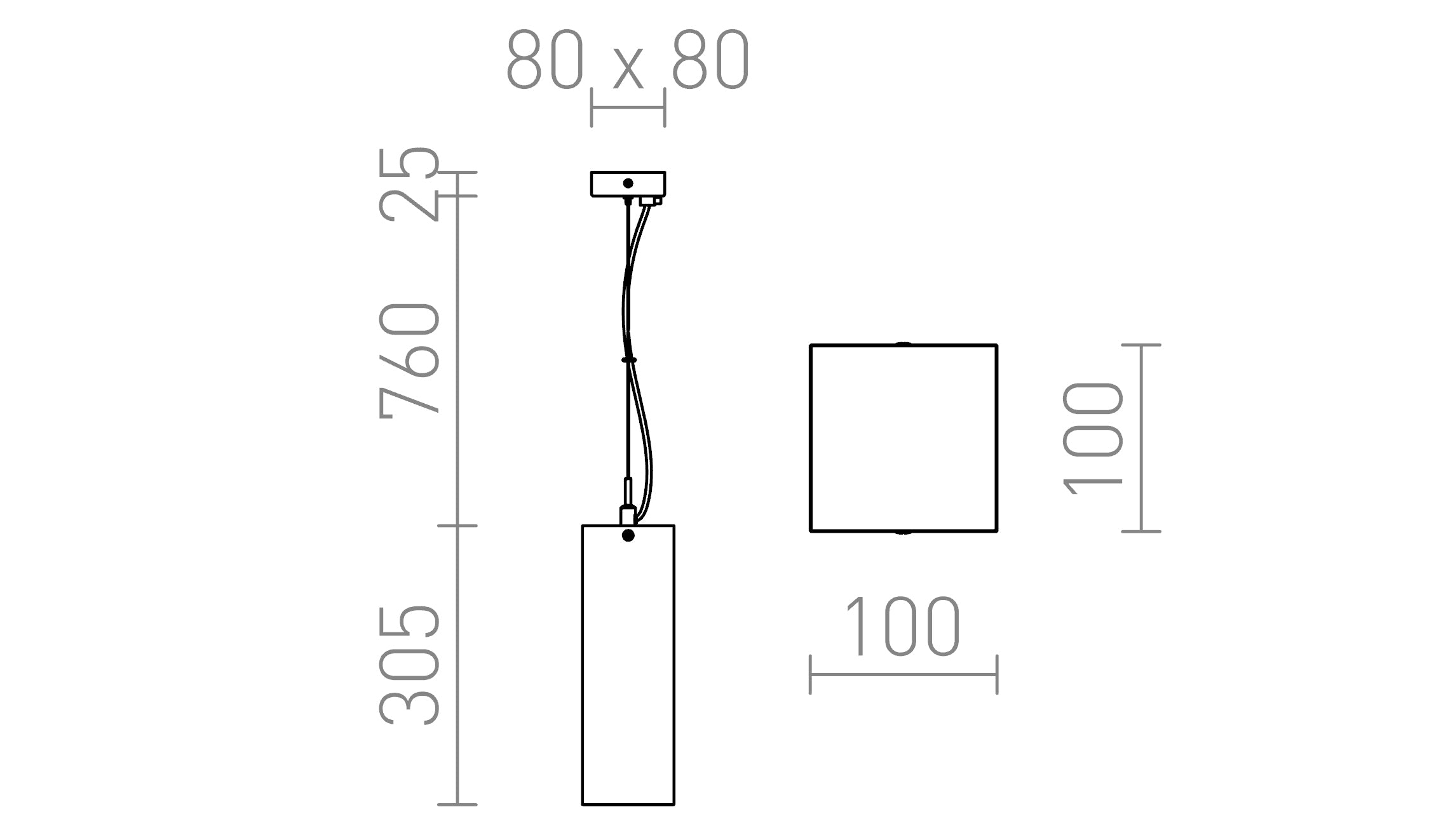 LUCIA 30x10 pendant lamp - Product sketch