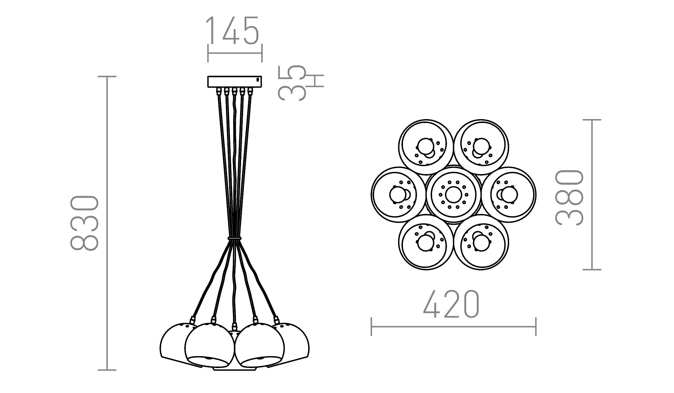 ASTROMET VII κρεμαστό λαμπτήρας - Product sketch