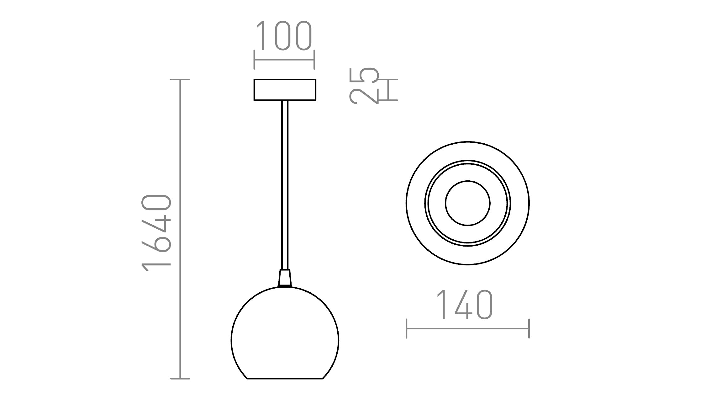 COPA riippuvalaisin lamppu - Product sketch