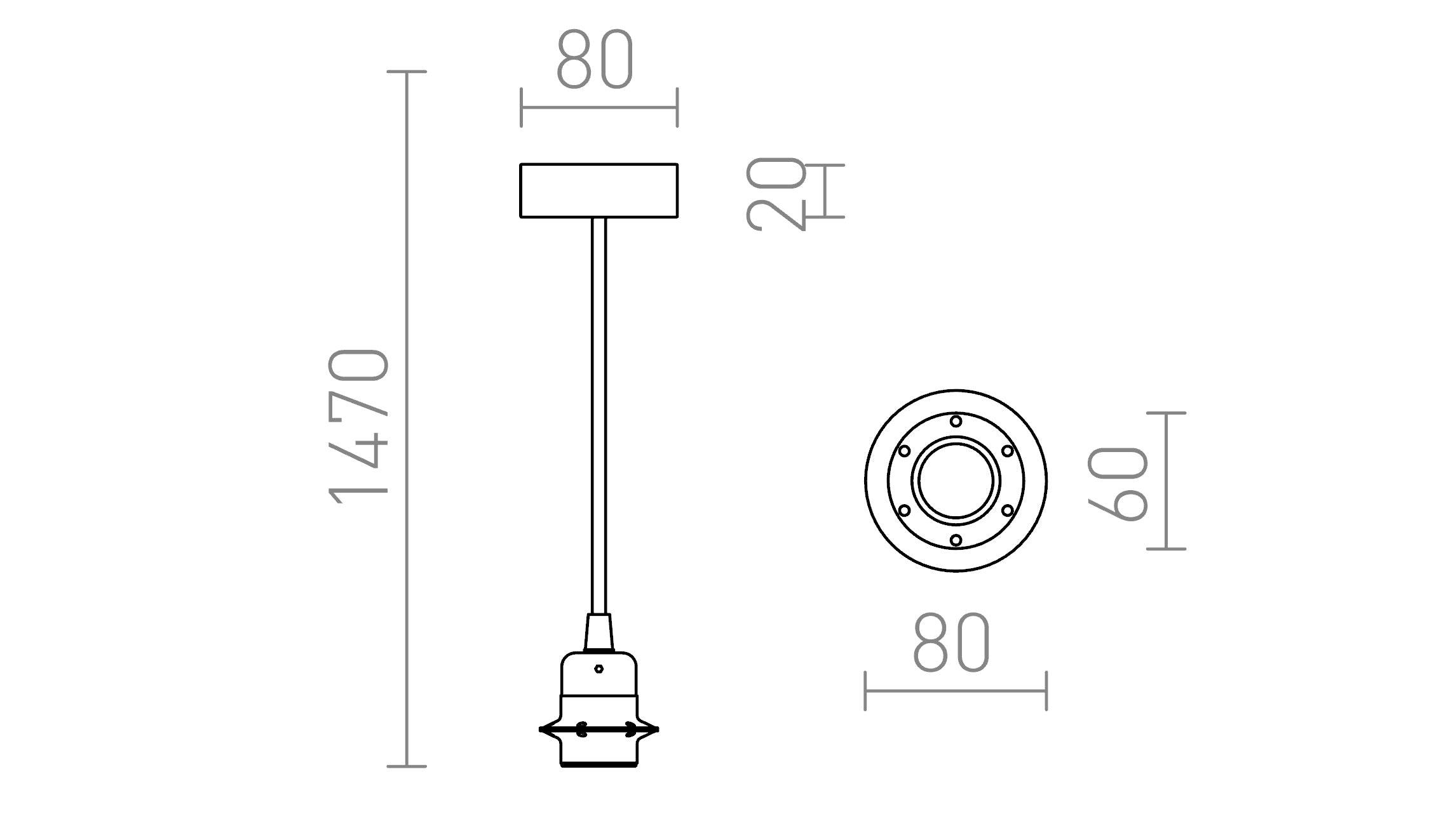 HEX висящ комплект лампи БО+БК+ХС+ХК1 - Product sketch