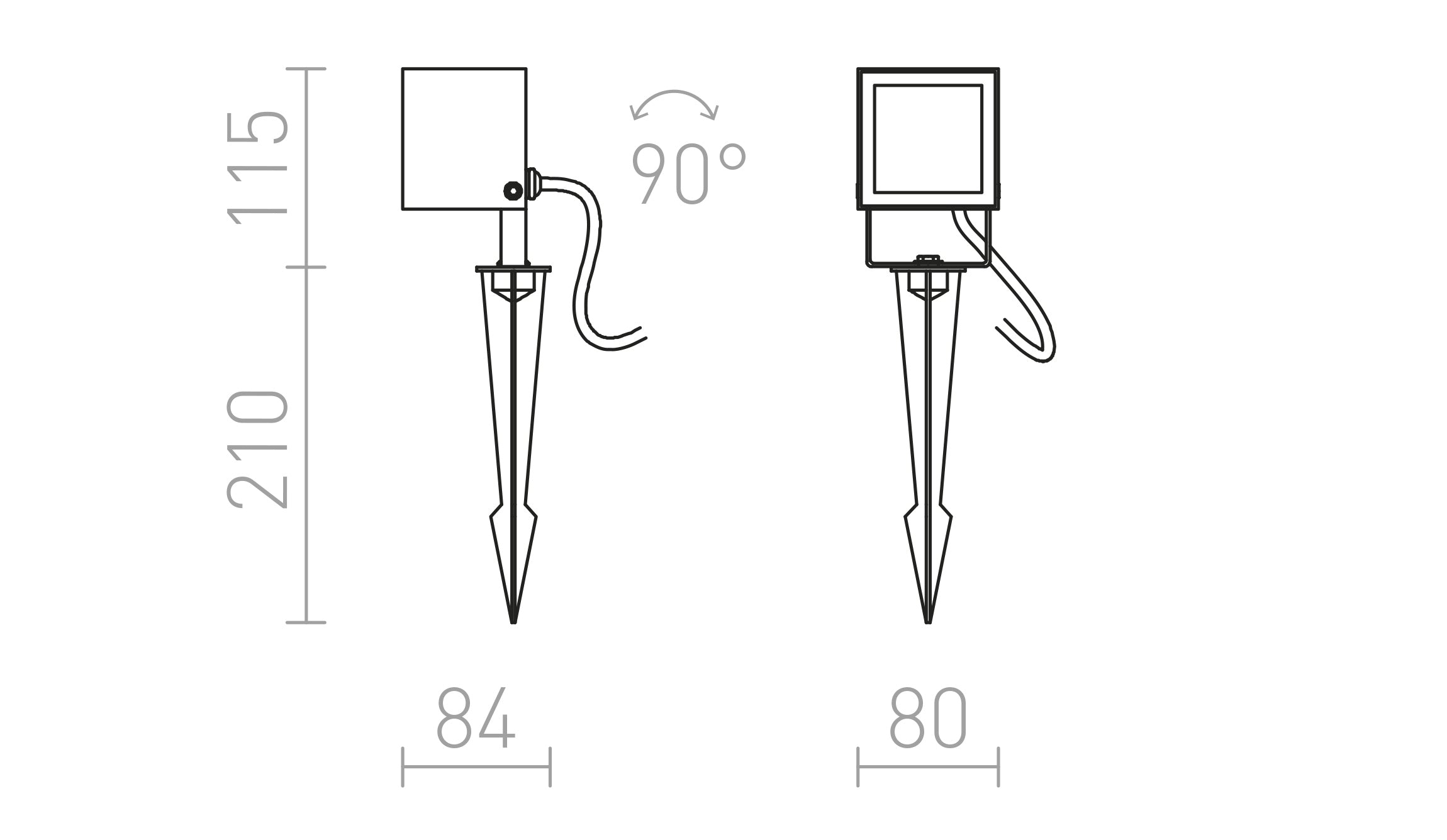 BORA sur piquet lampe - Product sketch