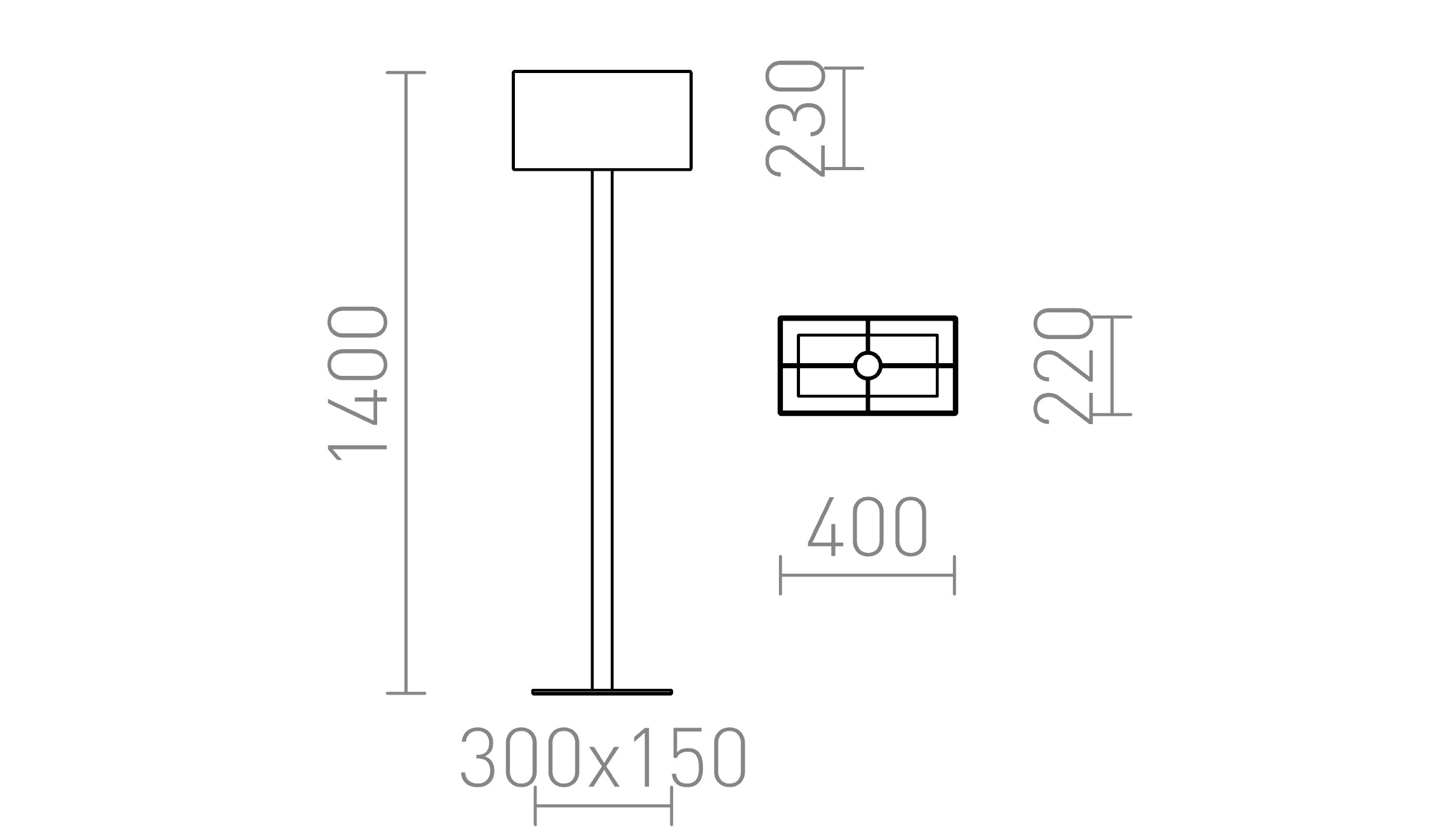 PLAZA stojanová lampa - Product sketch