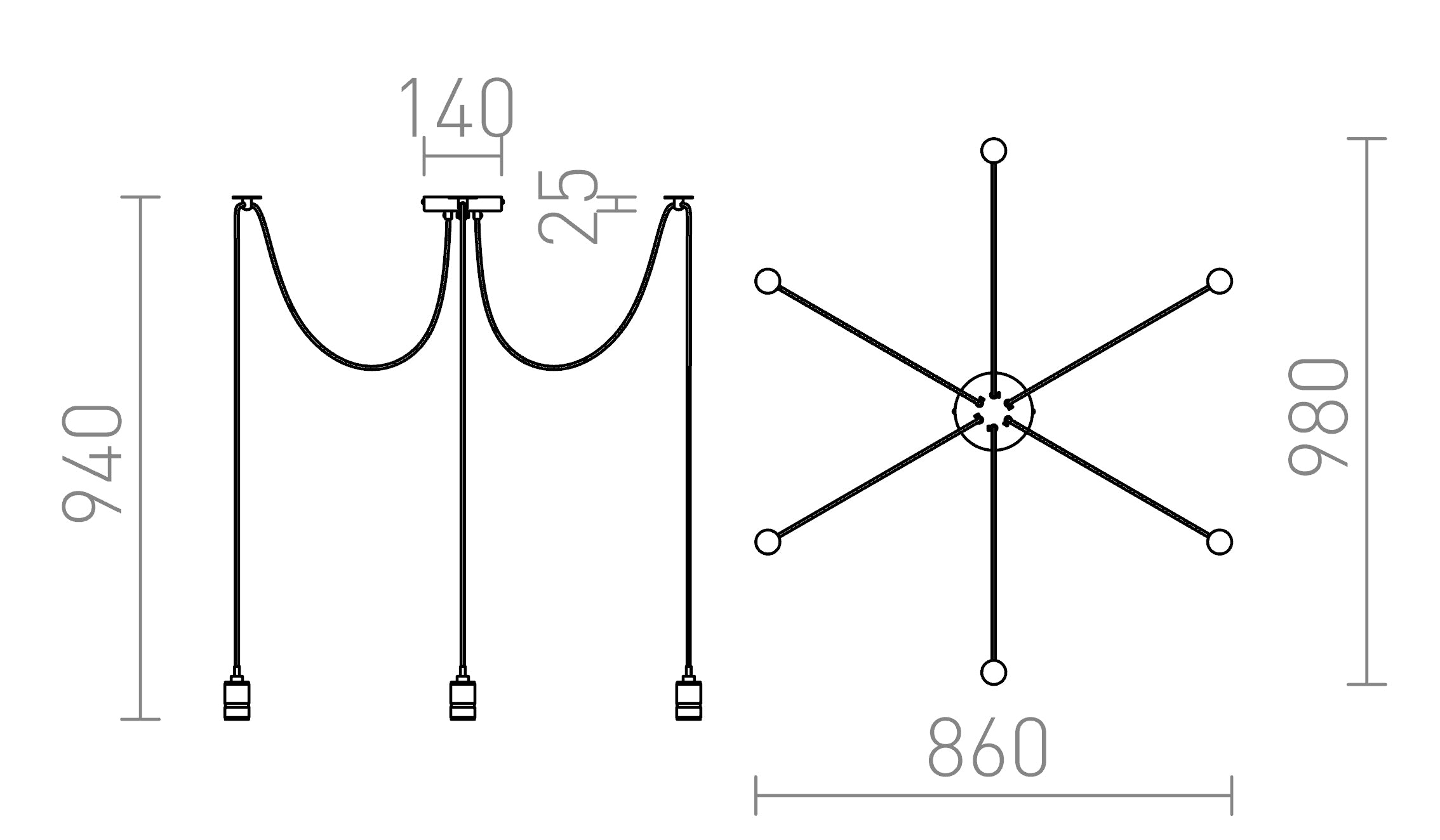 CINDY VI suspenso lâmpada - Product sketch