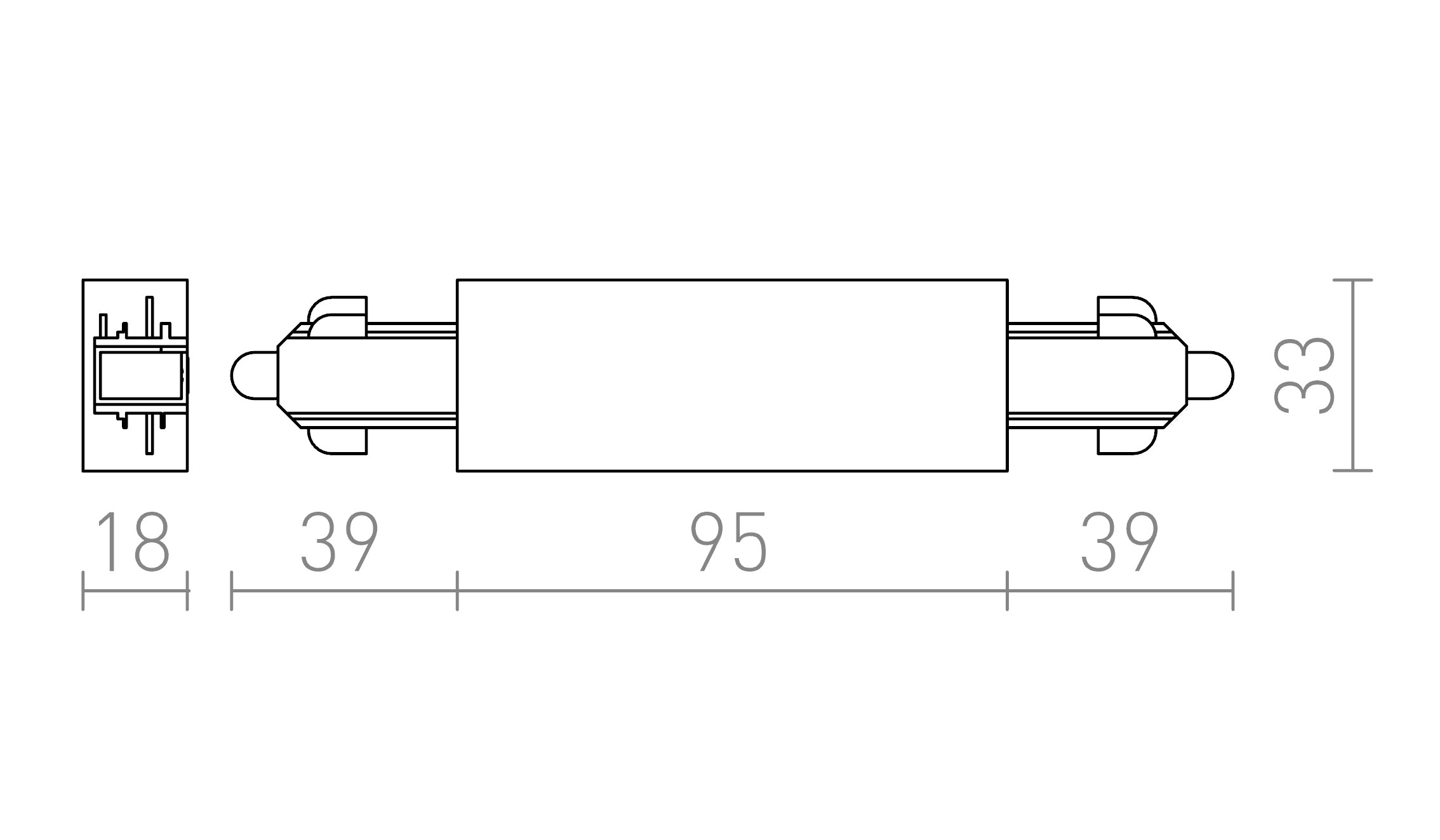 1F straight connector with feed-in lamp - Product sketch
