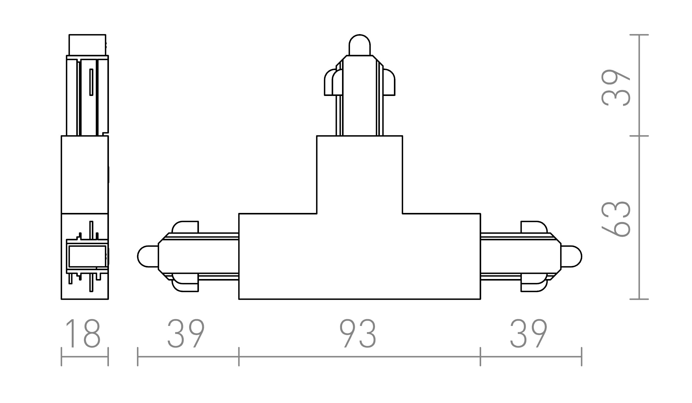 1F T conector stâng - Product sketch