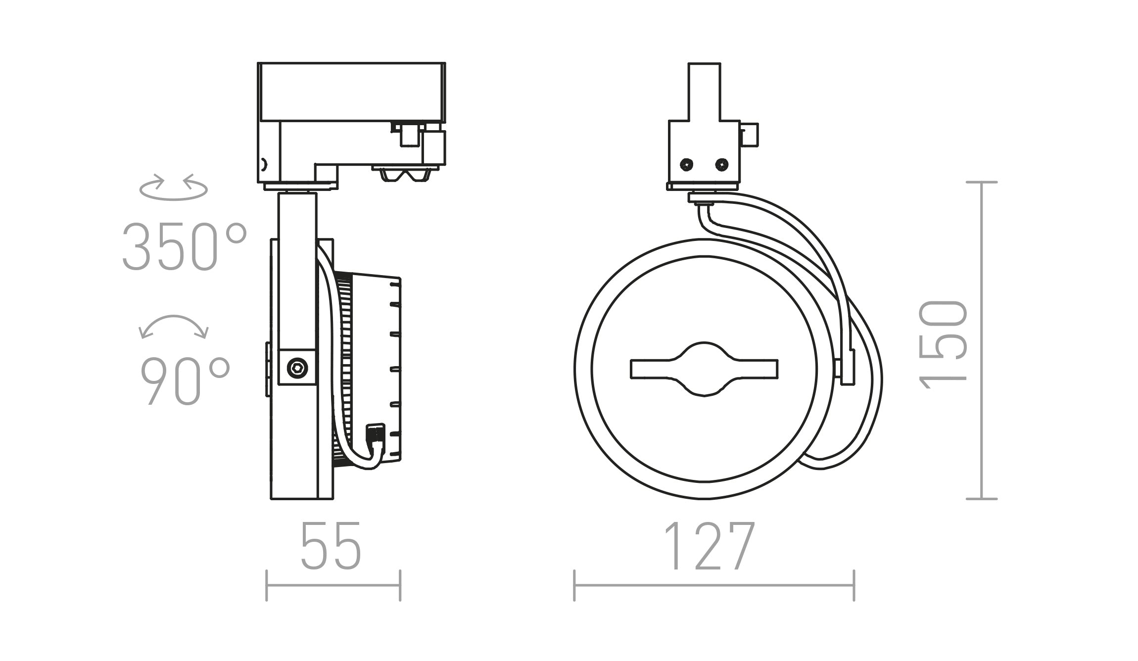 KELLY LED DIMM pentru sina cu 3-circuite - Product sketch
