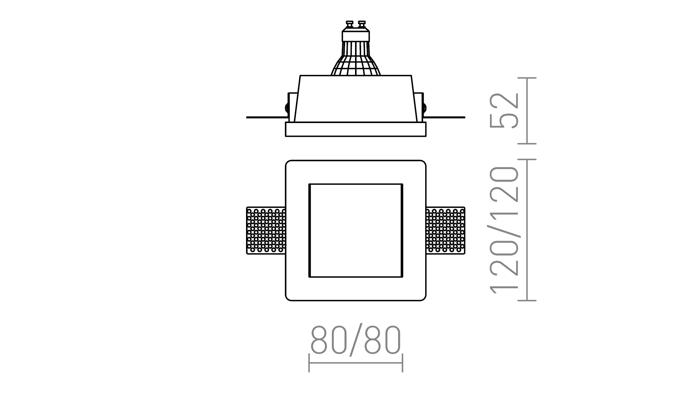DAN SQ 80 încastrat lampă - Product sketch