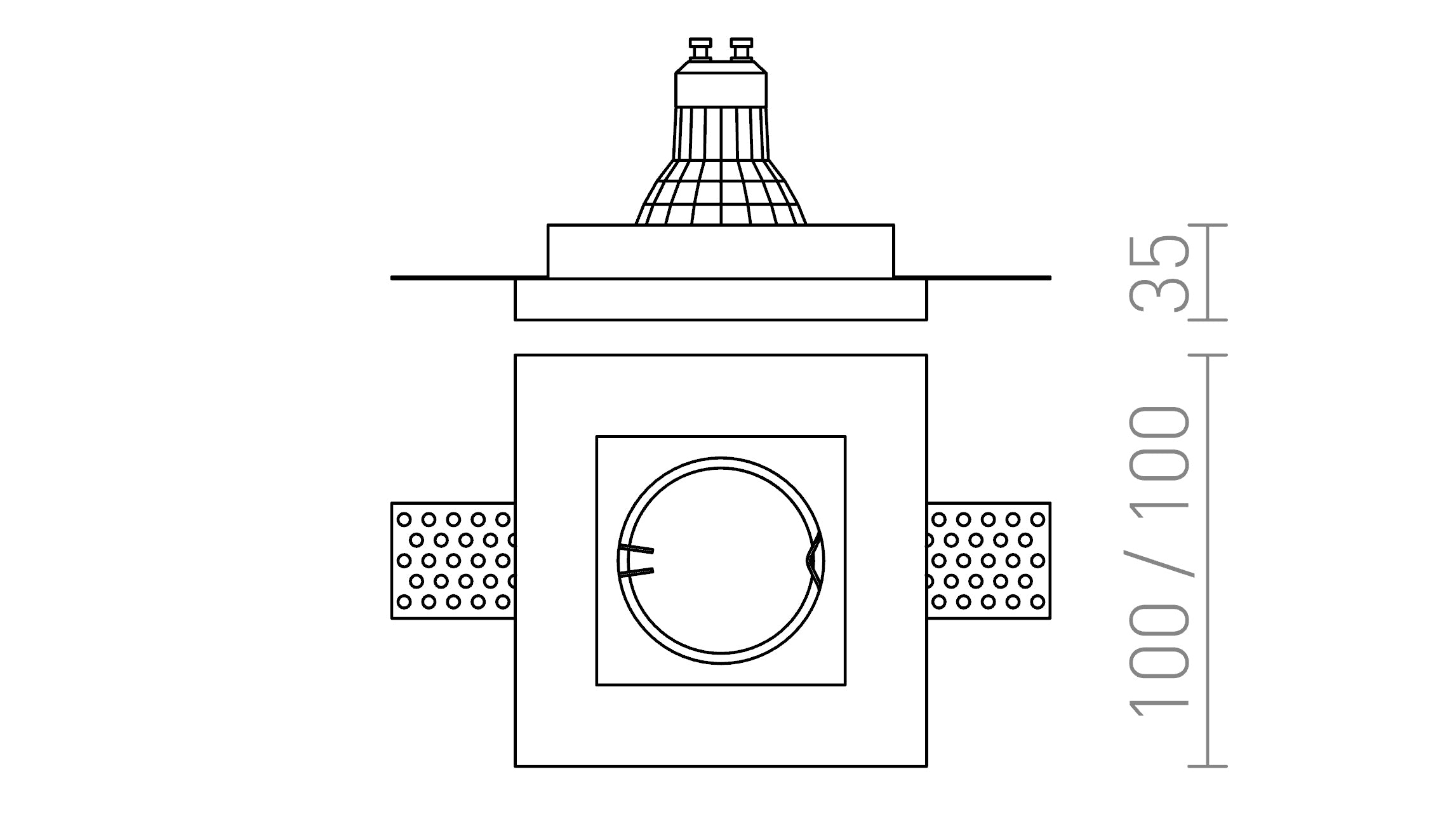 DANDY SQ encastrable lampe - Product sketch