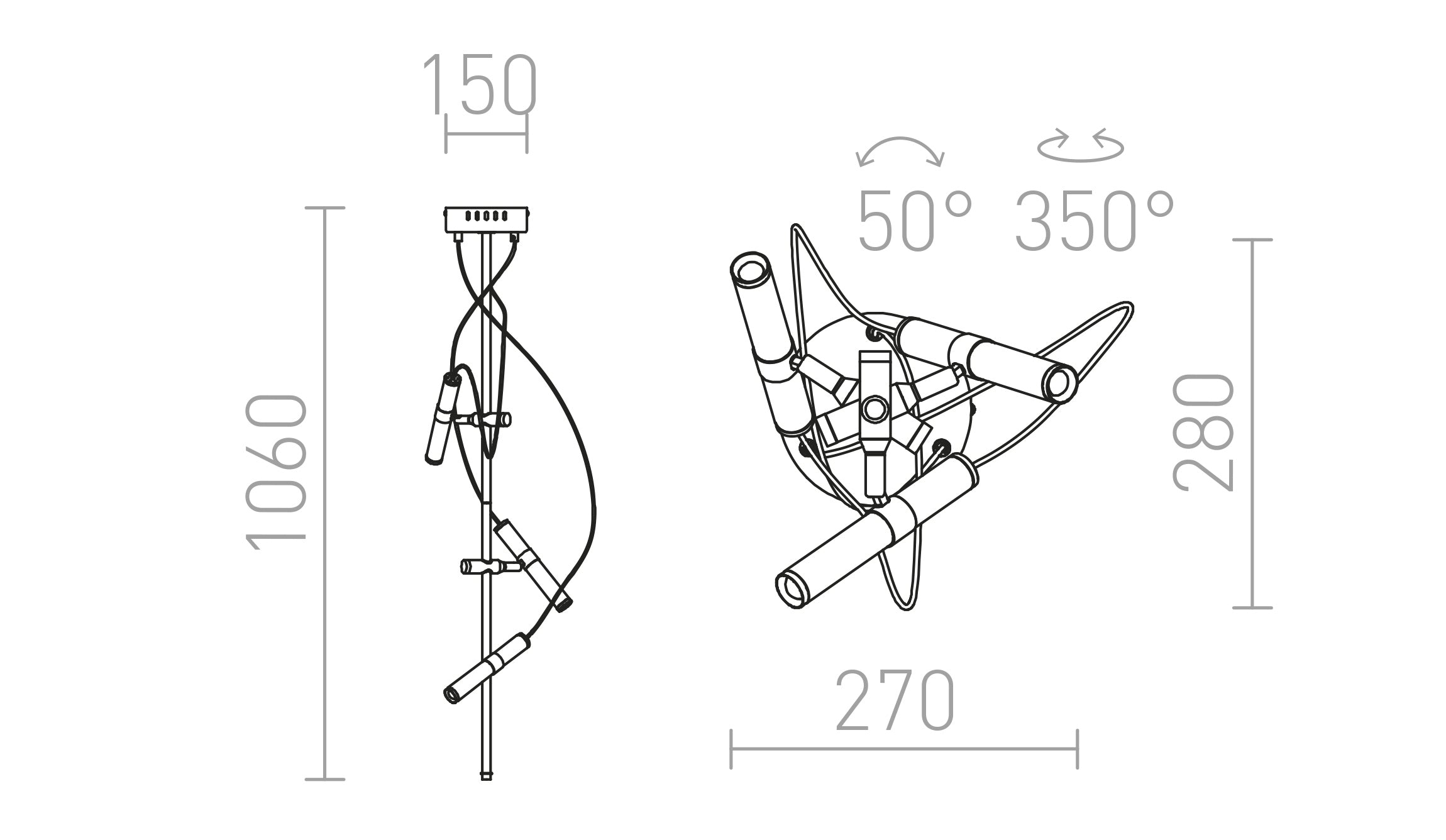 VIPER III de tavan lampă - Product sketch