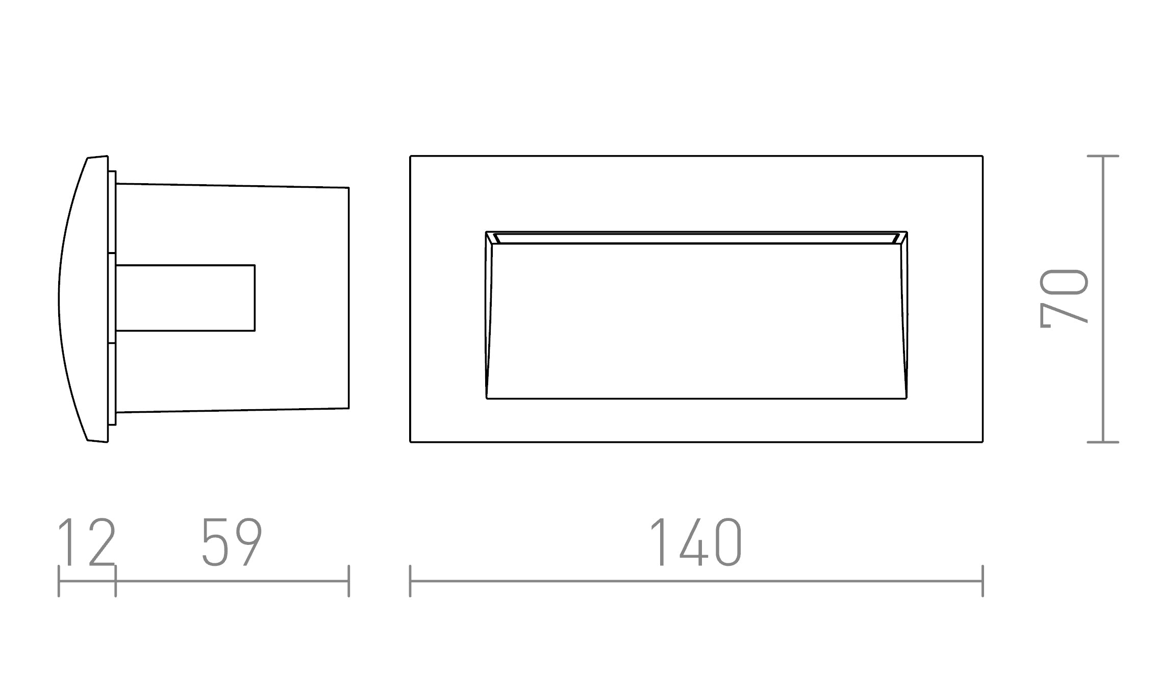 GORDIQ L încastrat lampă - Product sketch