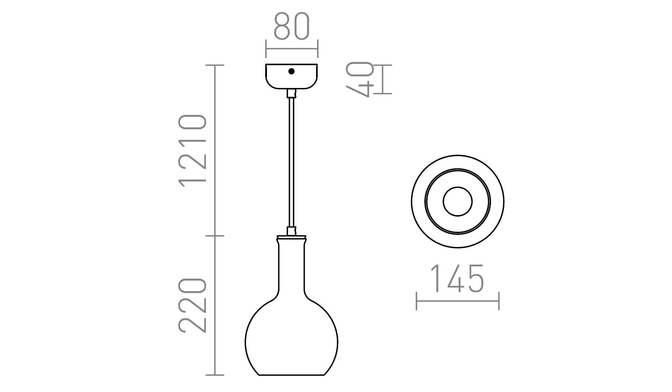 PULIRE RD pendel lampa - Product sketch