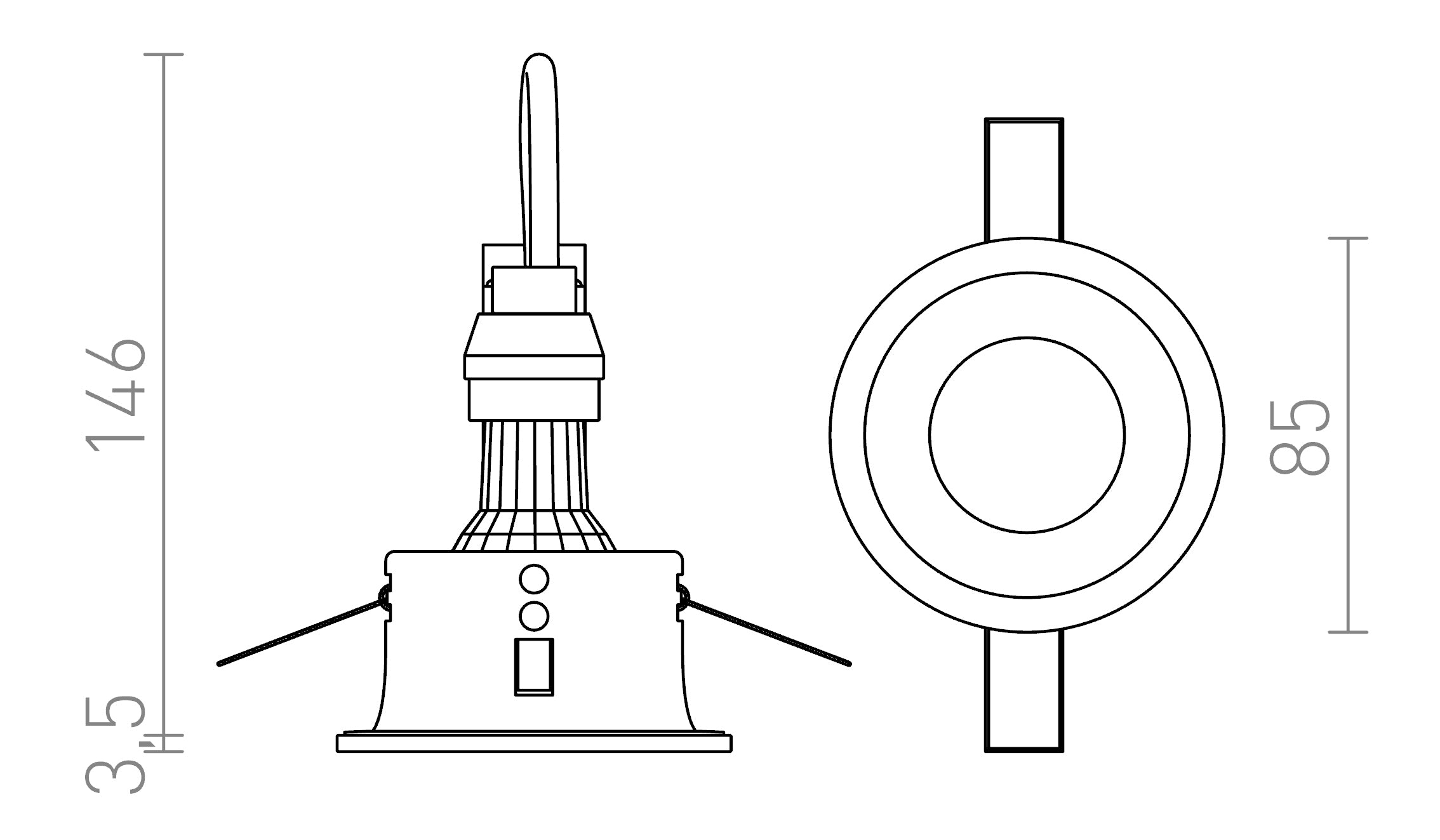 BERMUDA χωνευτό λαμπτήρας - Product sketch
