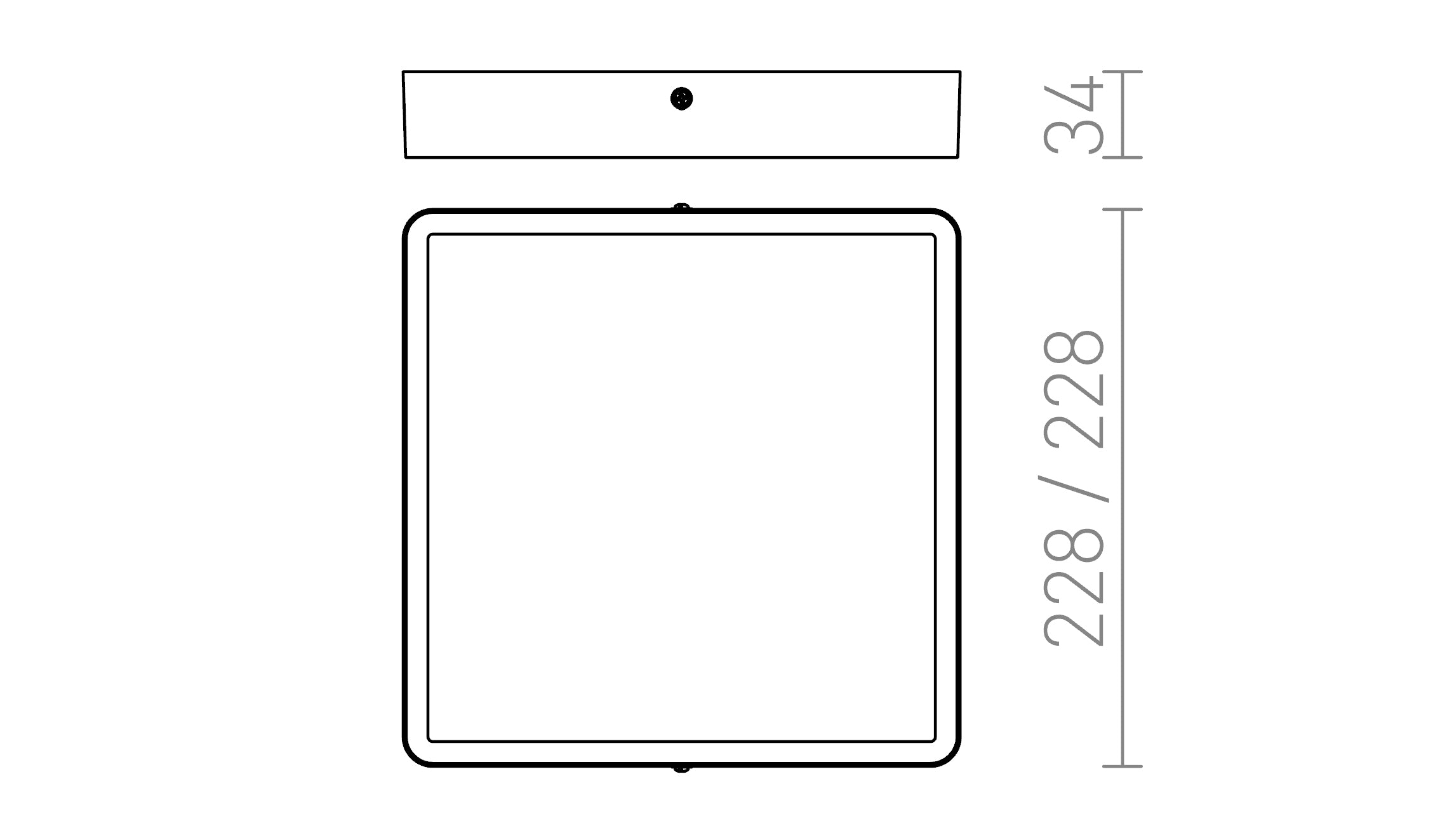 HUE SQ 22 katto lamppu - Product sketch