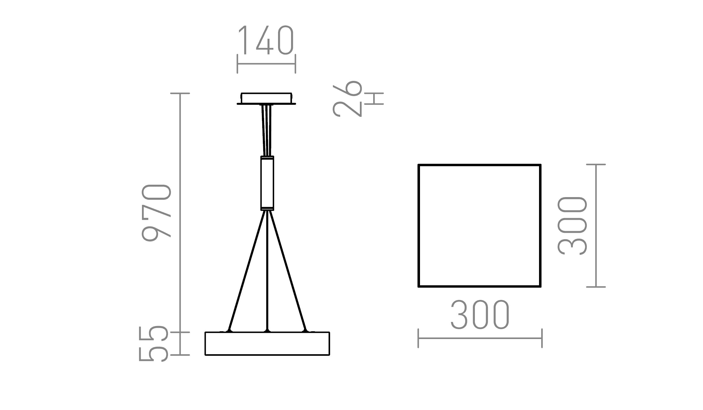 LARISA SQ 30 κρεμαστό λαμπτήρας - Product sketch