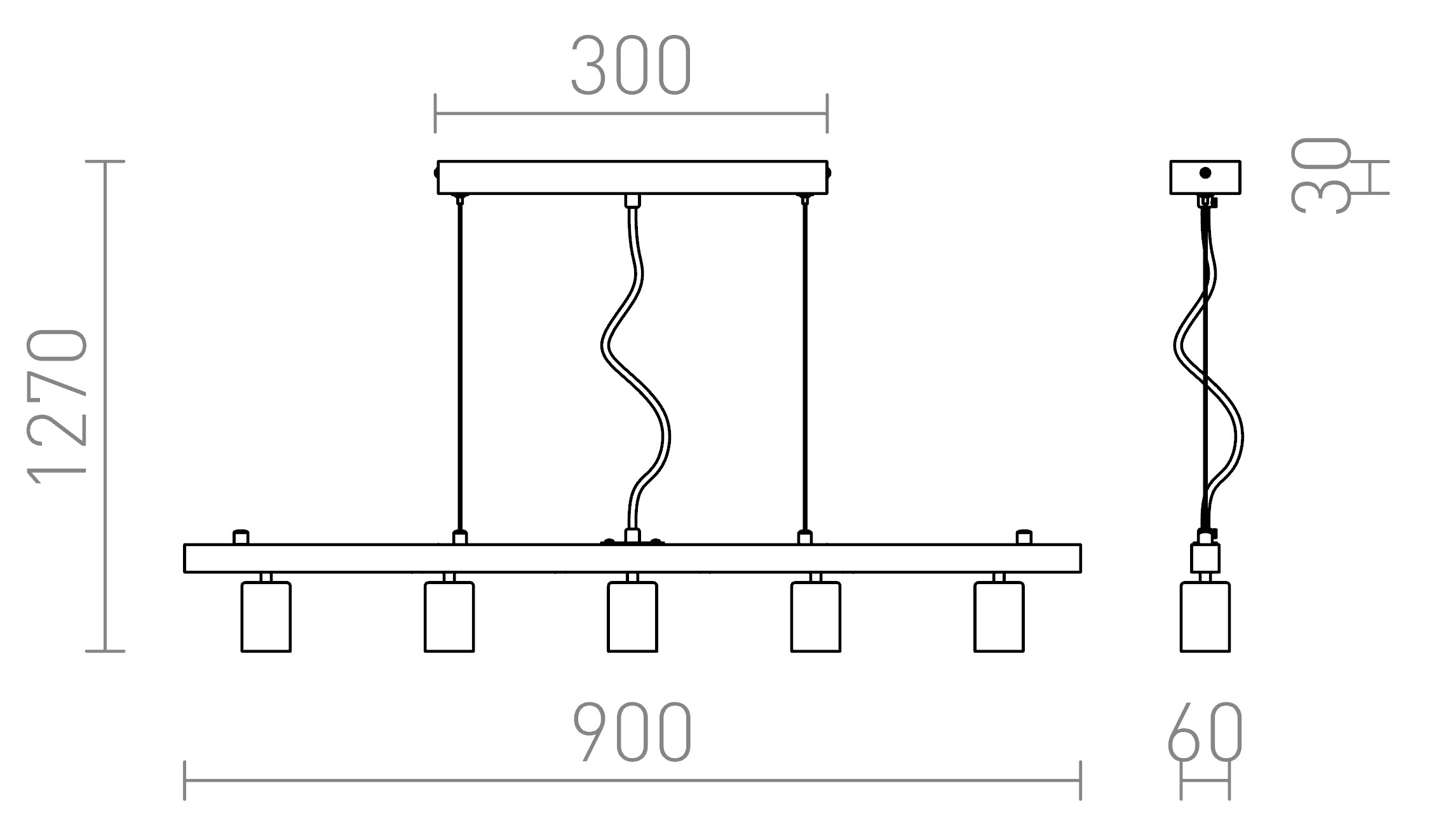 RALLONG V podstawa wisząca lampa - Product sketch