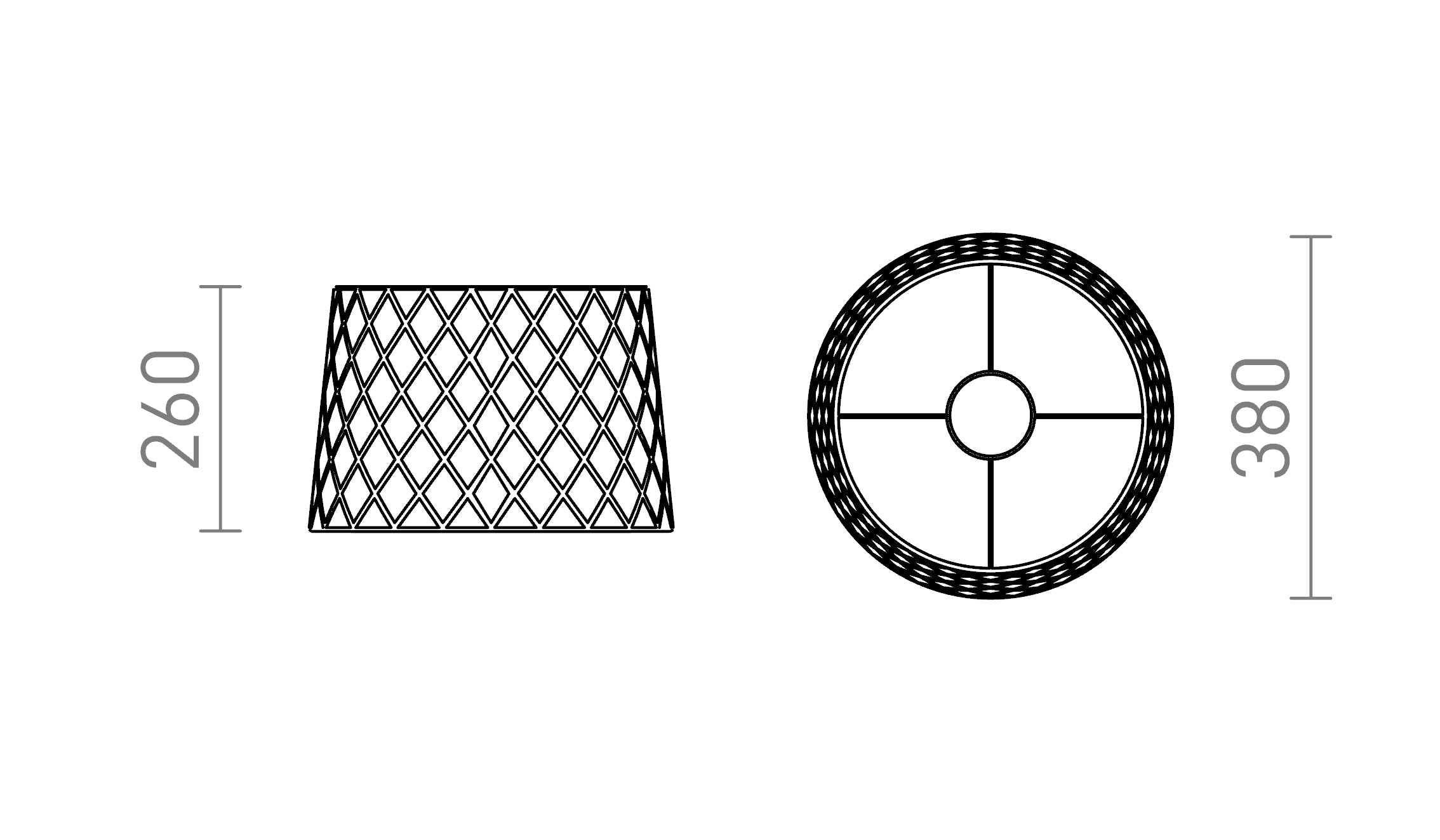 BEAT 38 viseči senčnik - Product sketch
