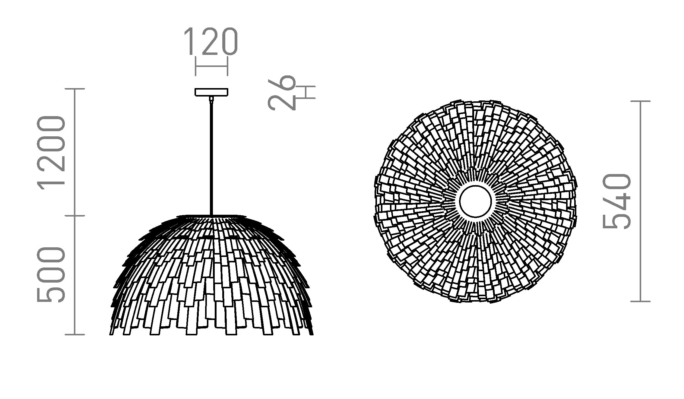 RARA a sospensione lampada - Product sketch