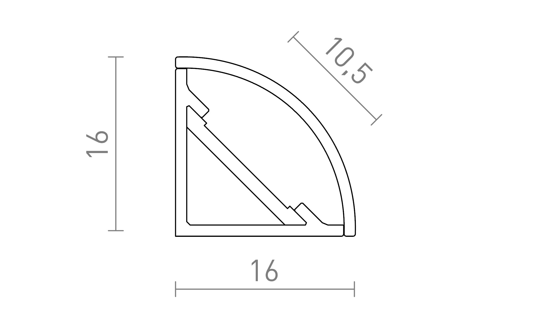 LED PROFILE E prisadený 1m - Product sketch