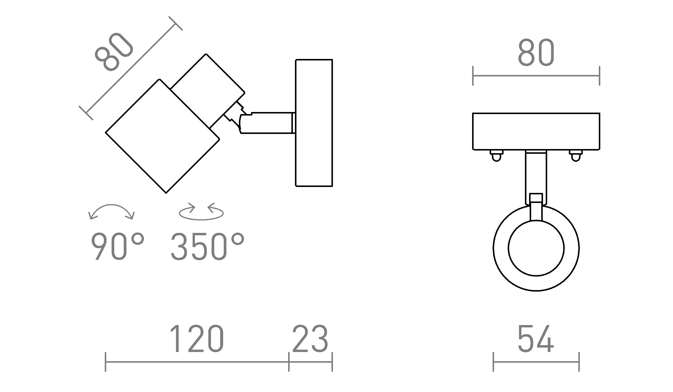VALTO I zidna lampa - Product sketch
