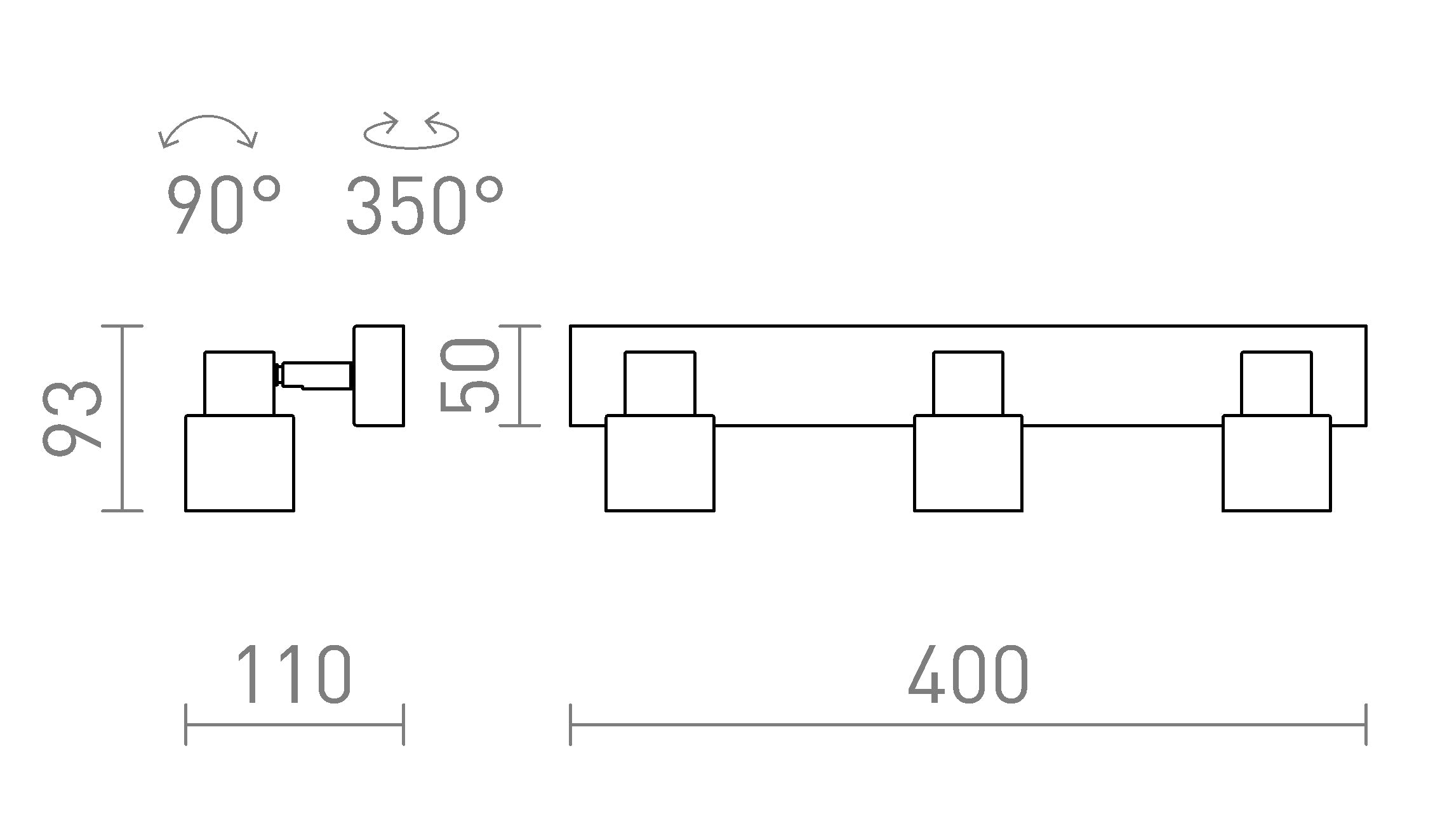 VALTO III montadas en superficie lámpara - Product sketch