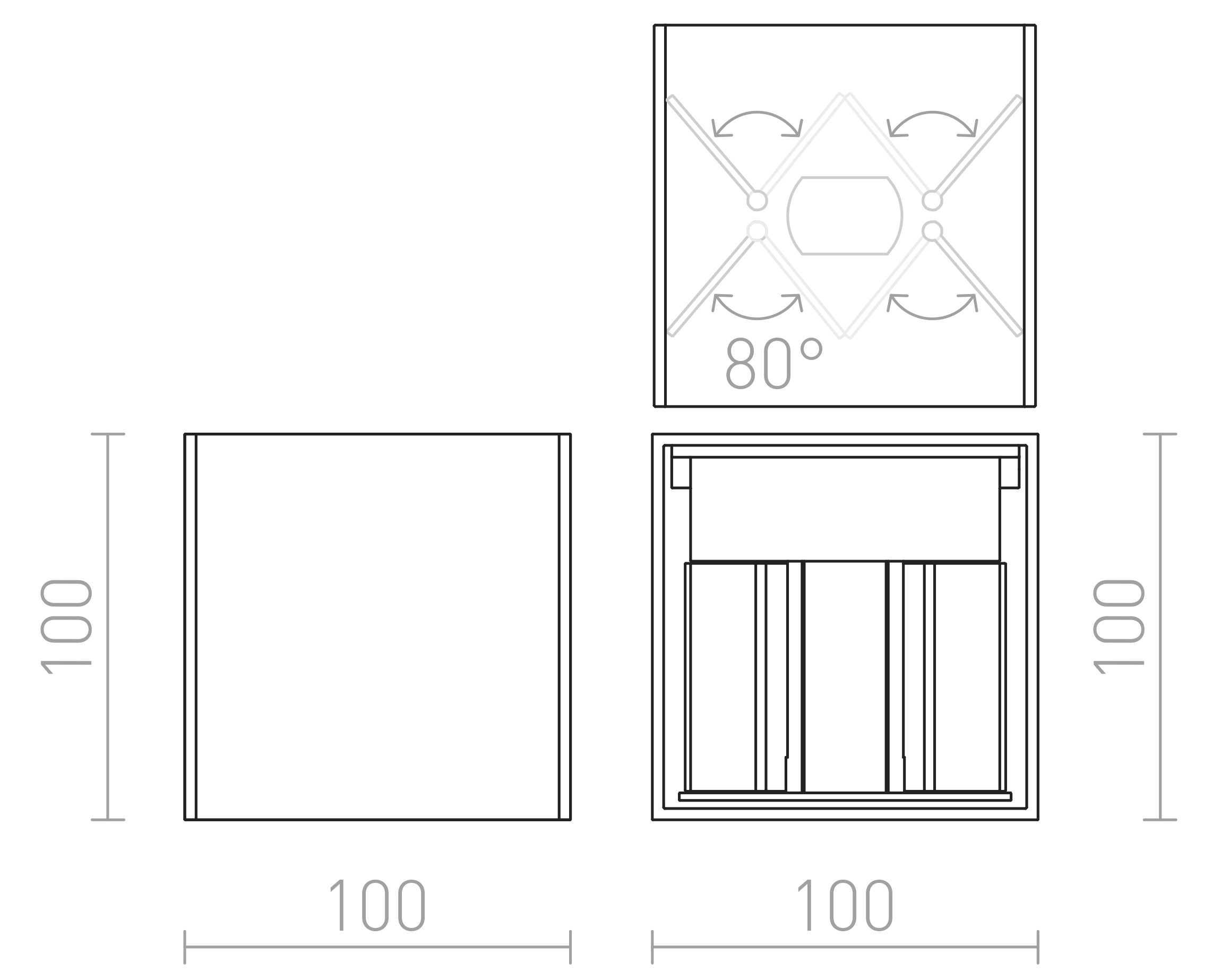 TITO SQ DIMM murale lampe - Product sketch