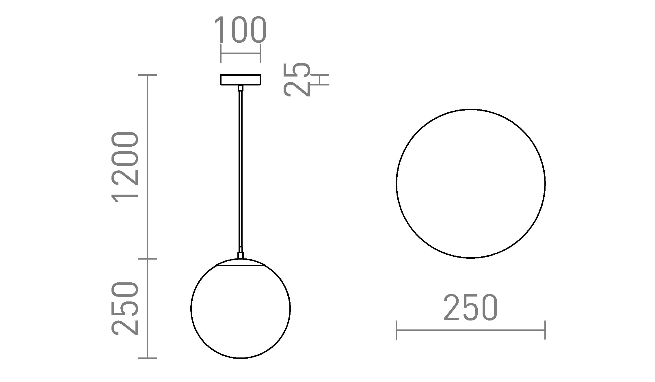 LUNA 25 viseča lampa - Product sketch