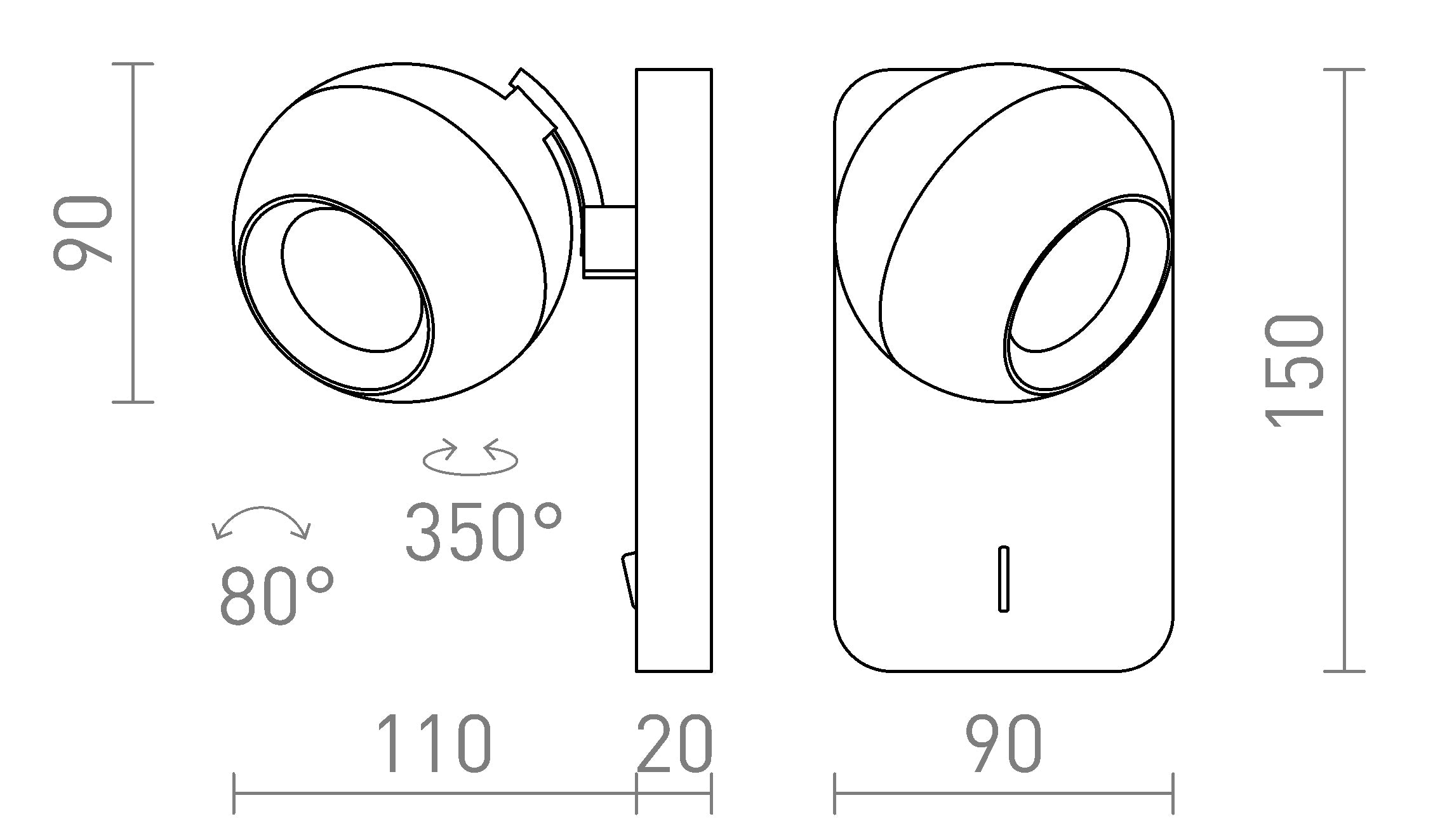 SIENA seinä lamppu - Product sketch