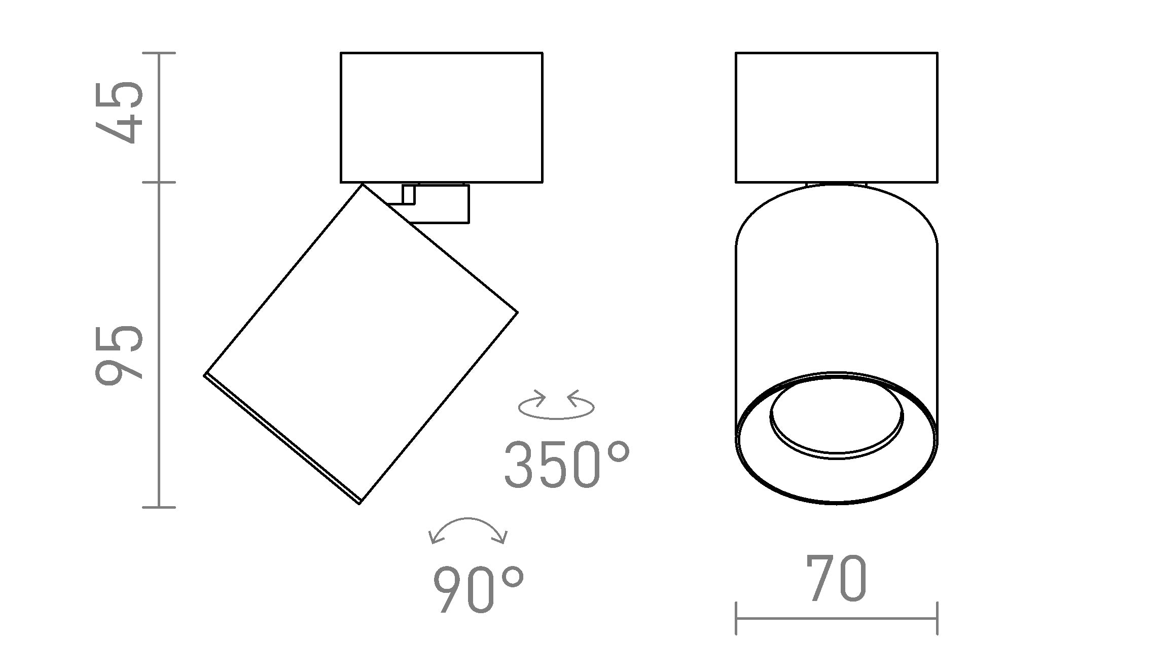 DARIO stropná lampa - Product sketch