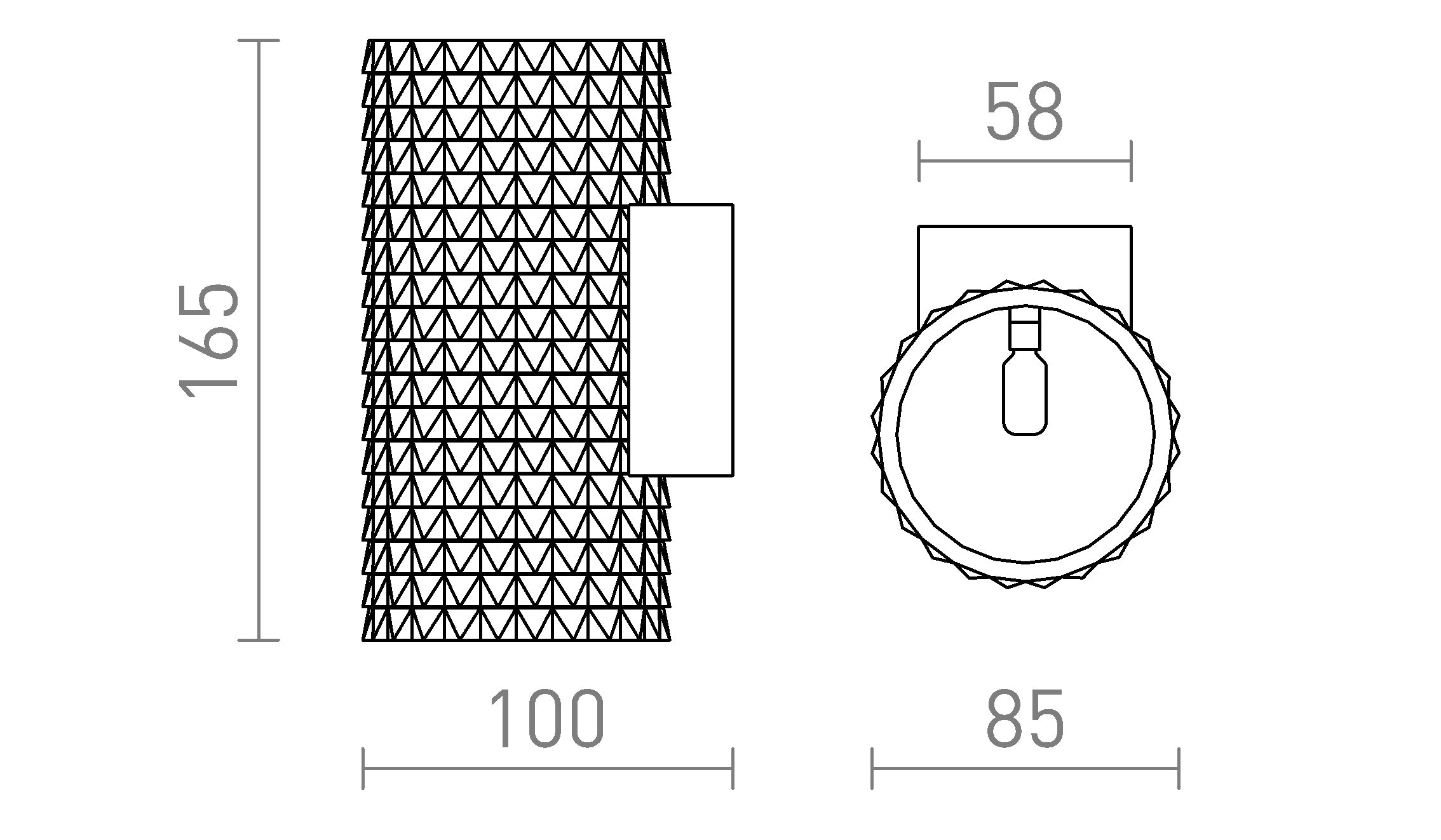 GLANS RB2 165 na parede lâmpada - Product sketch