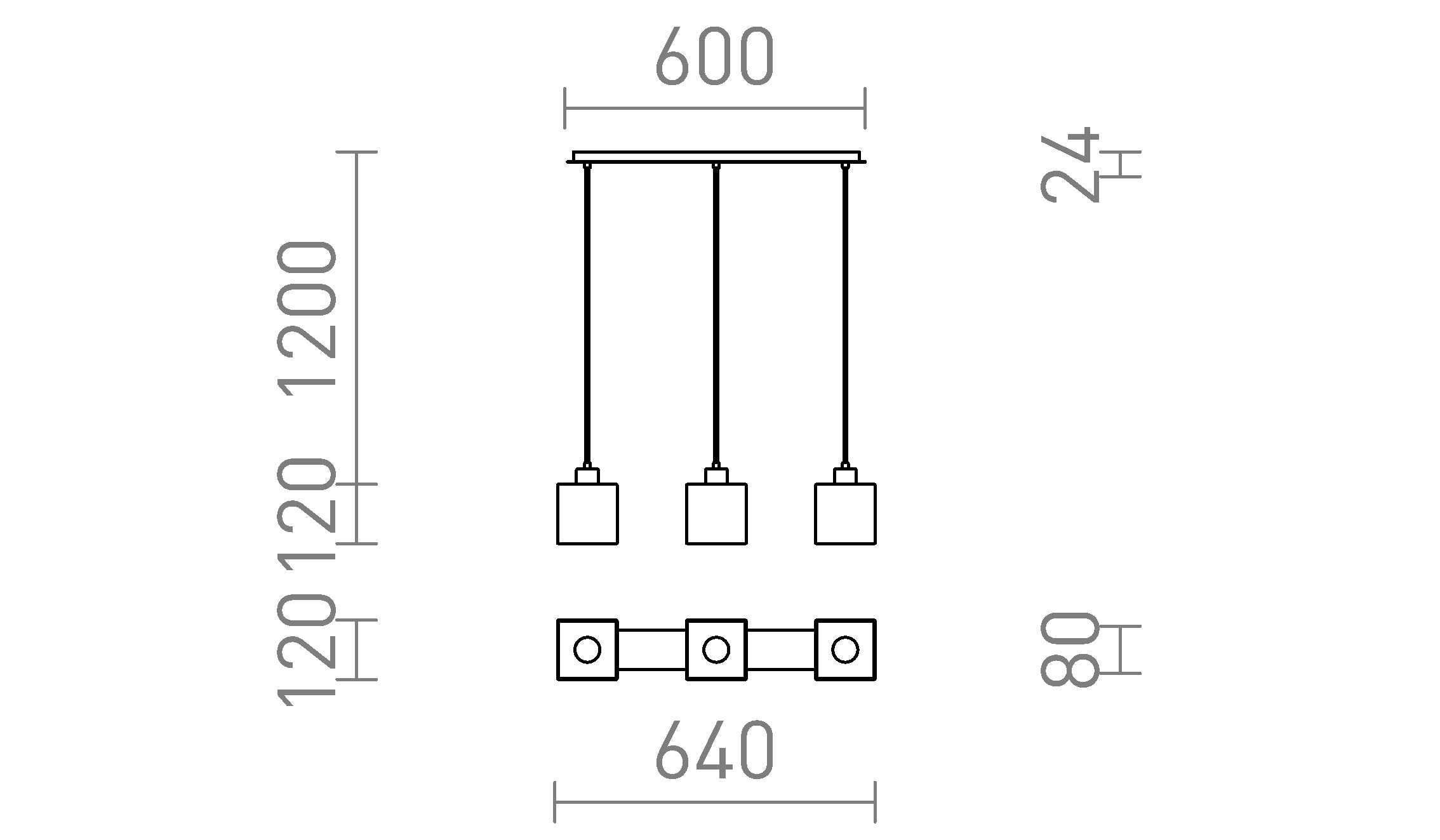 DADOS III 60 závesná lampa - Product sketch