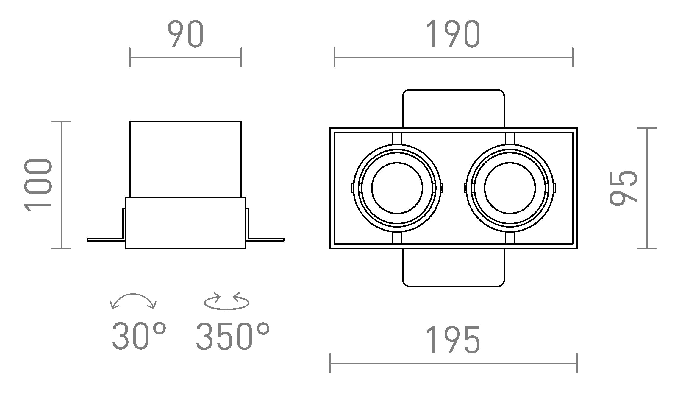 ELECTRA II GU10 frameless - Product sketch