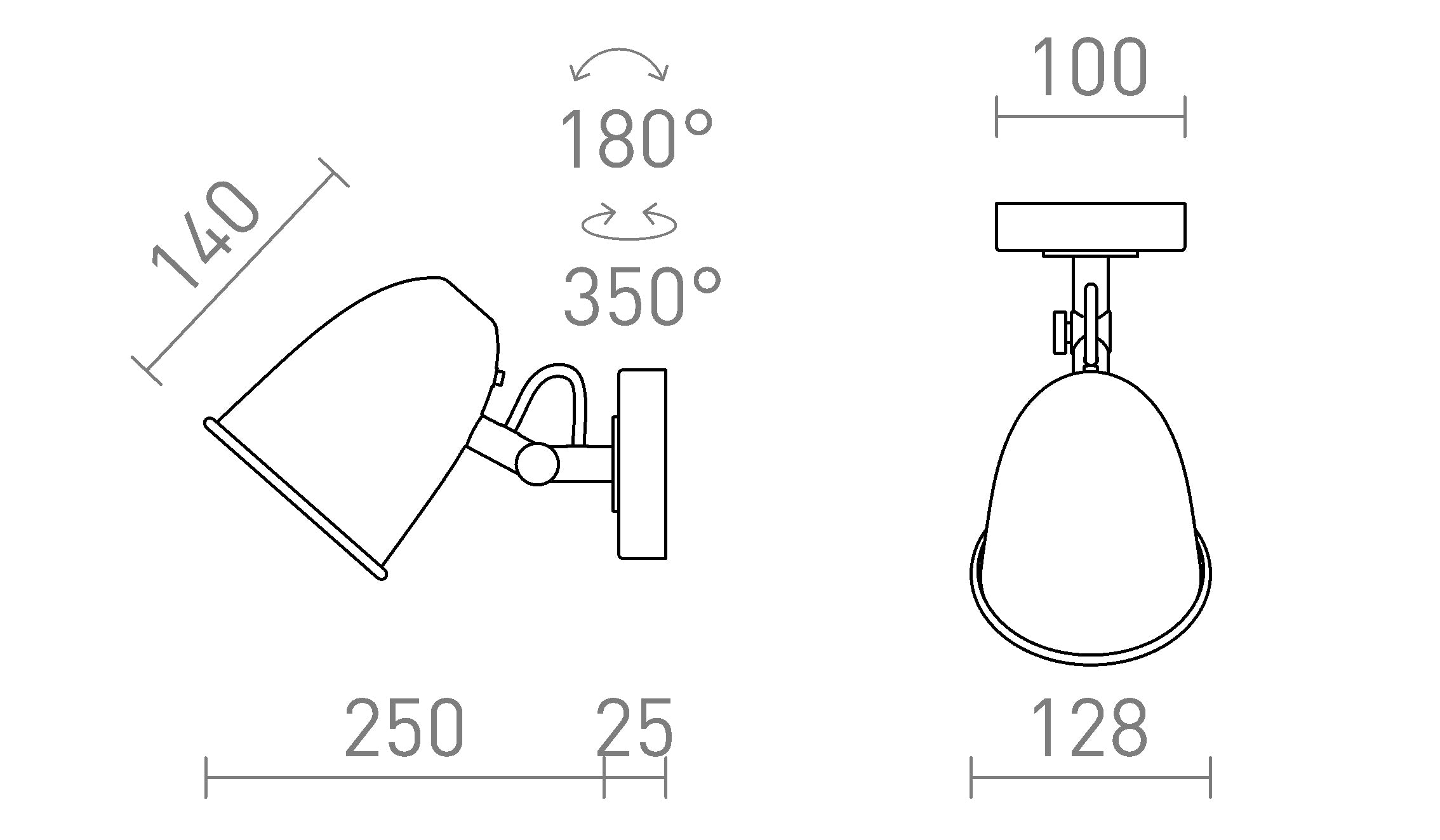DANNY de pared lámpara - Product sketch