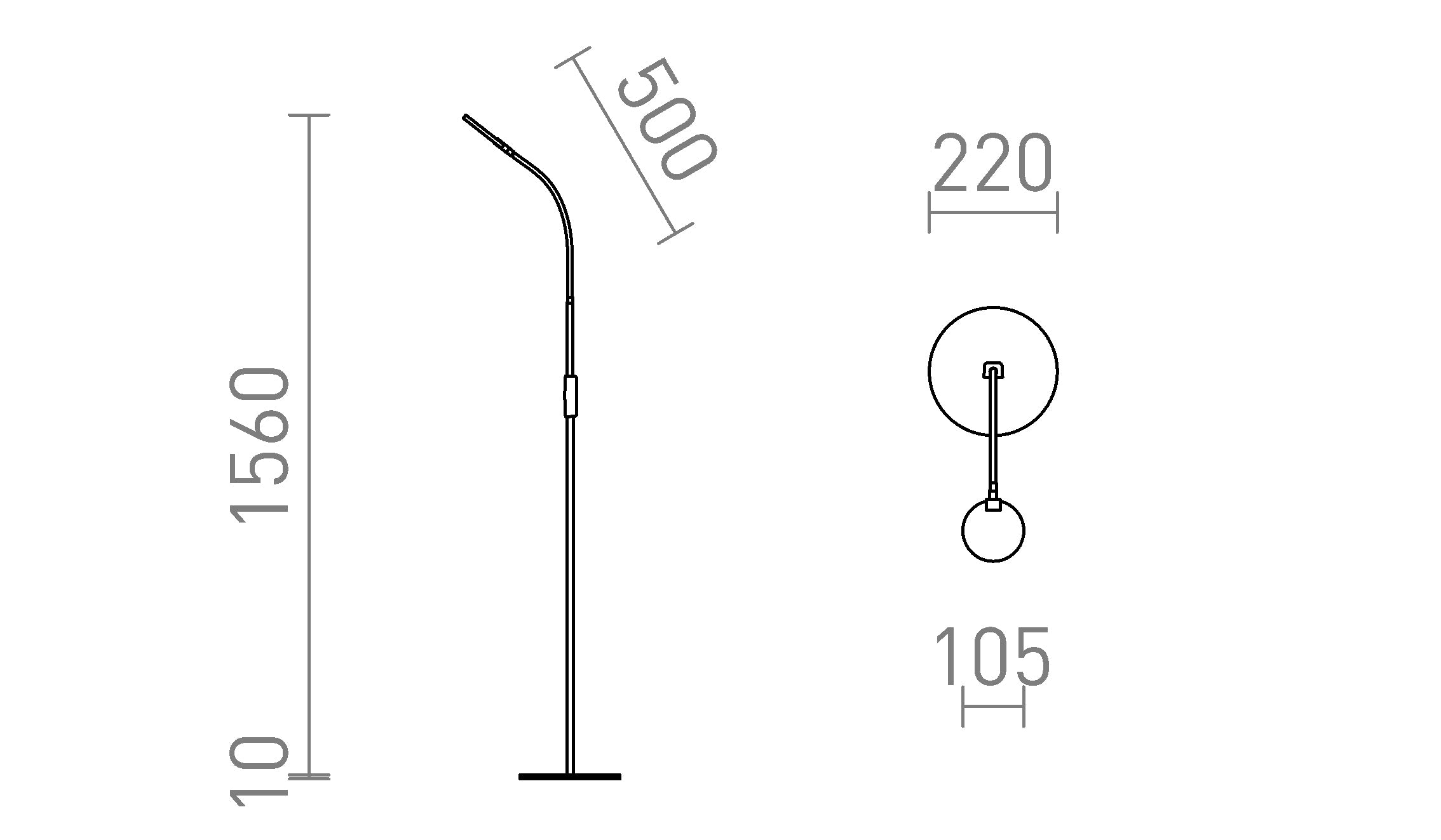 CELESTE DIMM de pé lâmpada - Product sketch