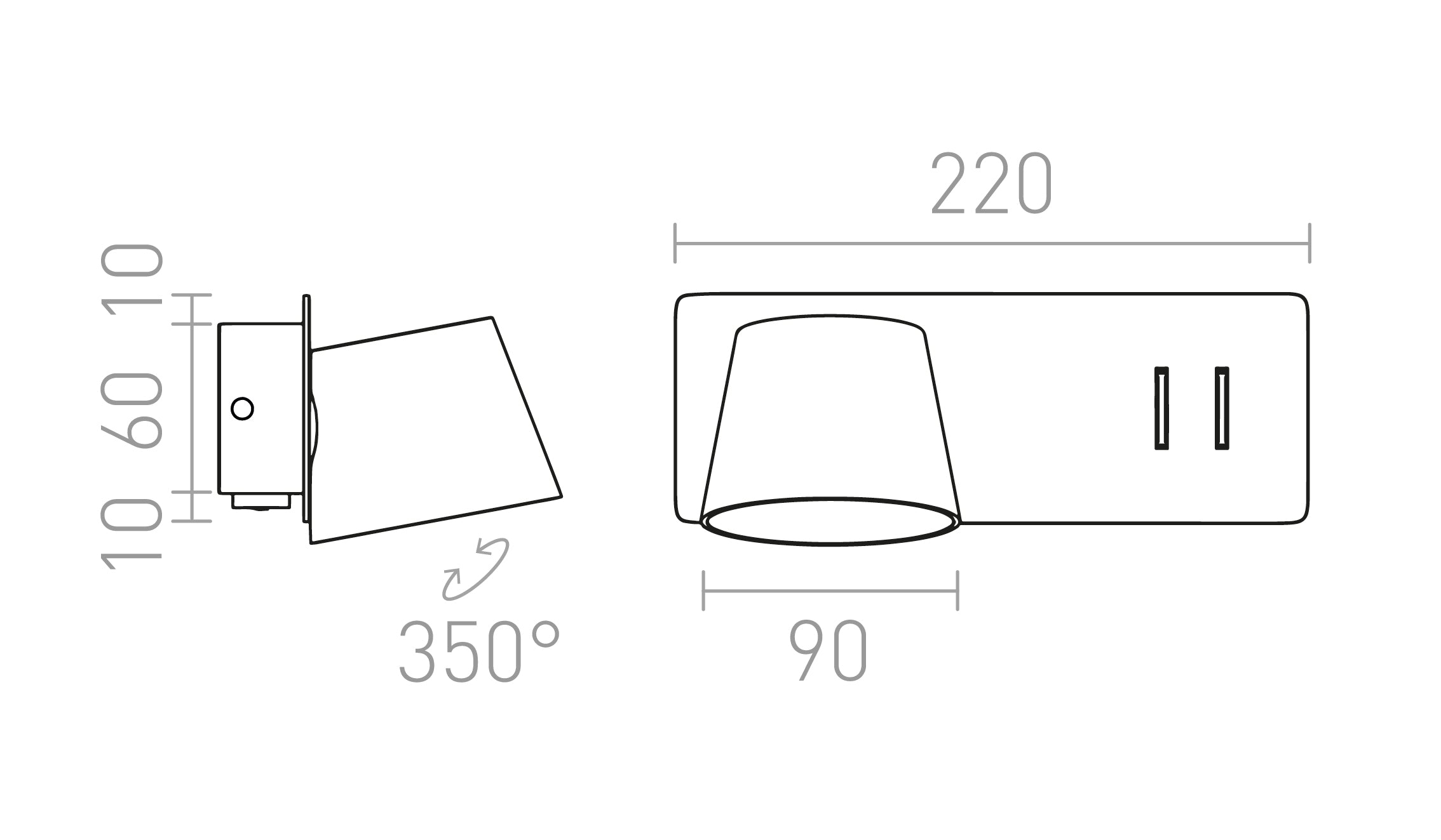 AMADEUS τοίχος με οπίσθιο φωτισμό - Product sketch