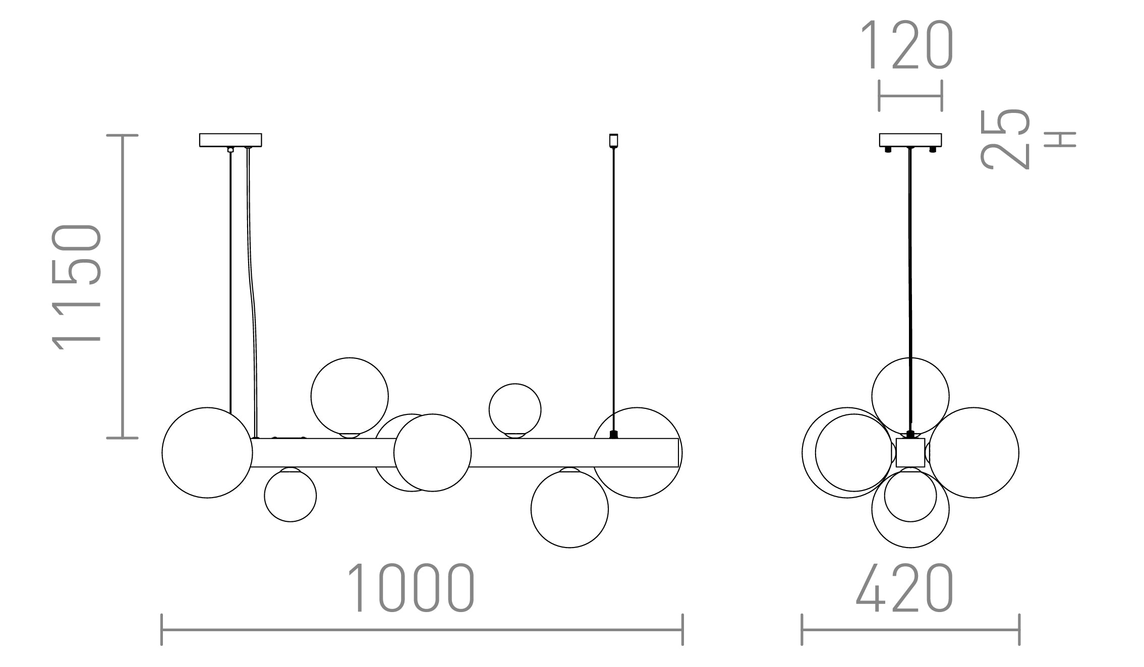 KASSANDRA závesná lampa - Product sketch