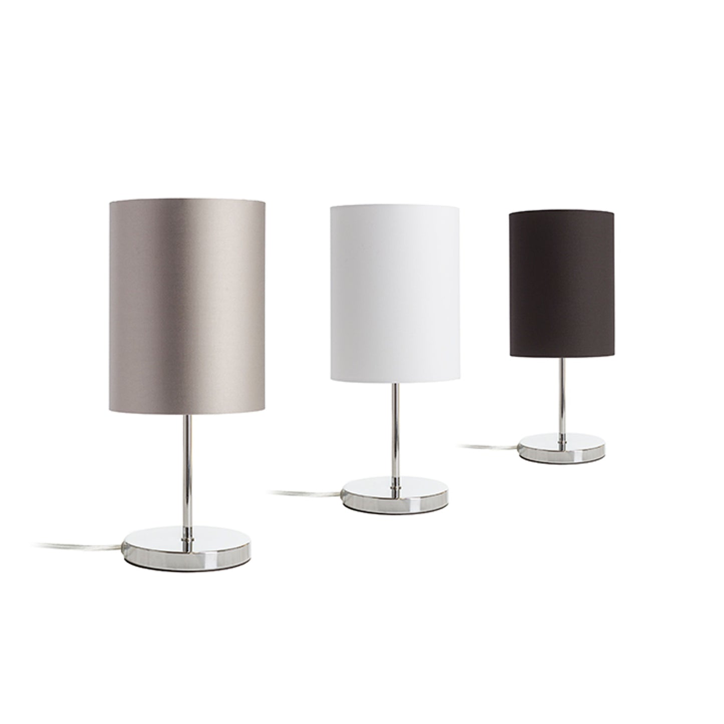 RENDL table lamp NYC/RON 15/20 table Polycotton white/chrome 230V LED E27 15W R14055 2