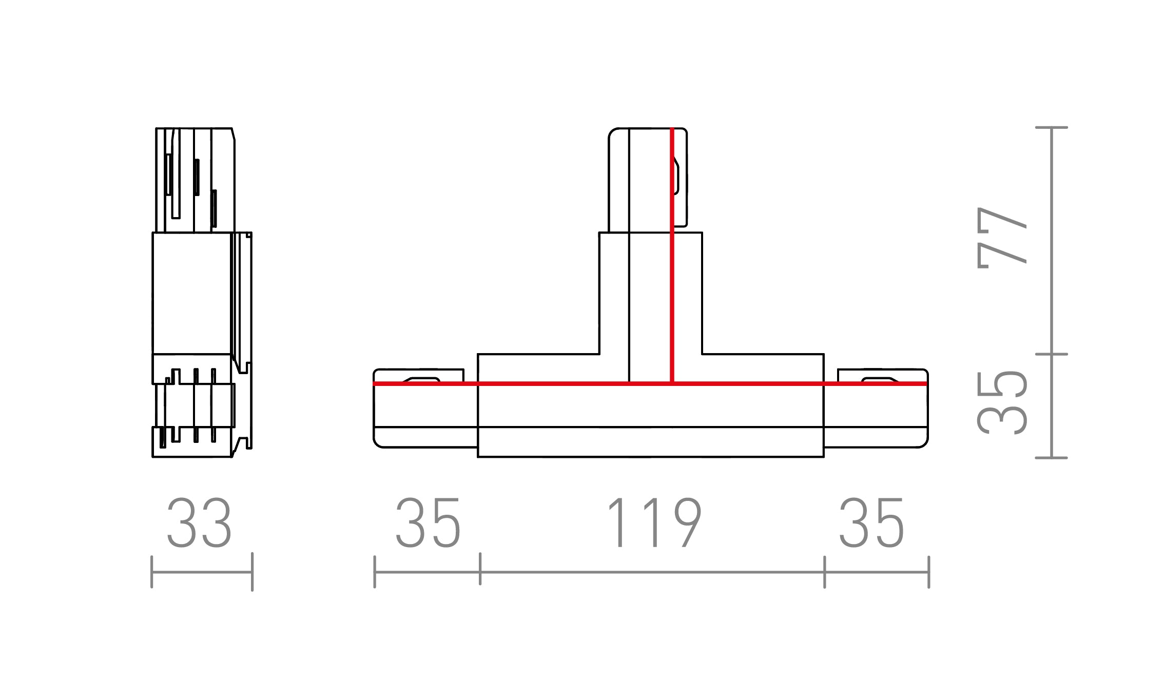 EUTRAC T CONECTOR STÂNG - Product sketch