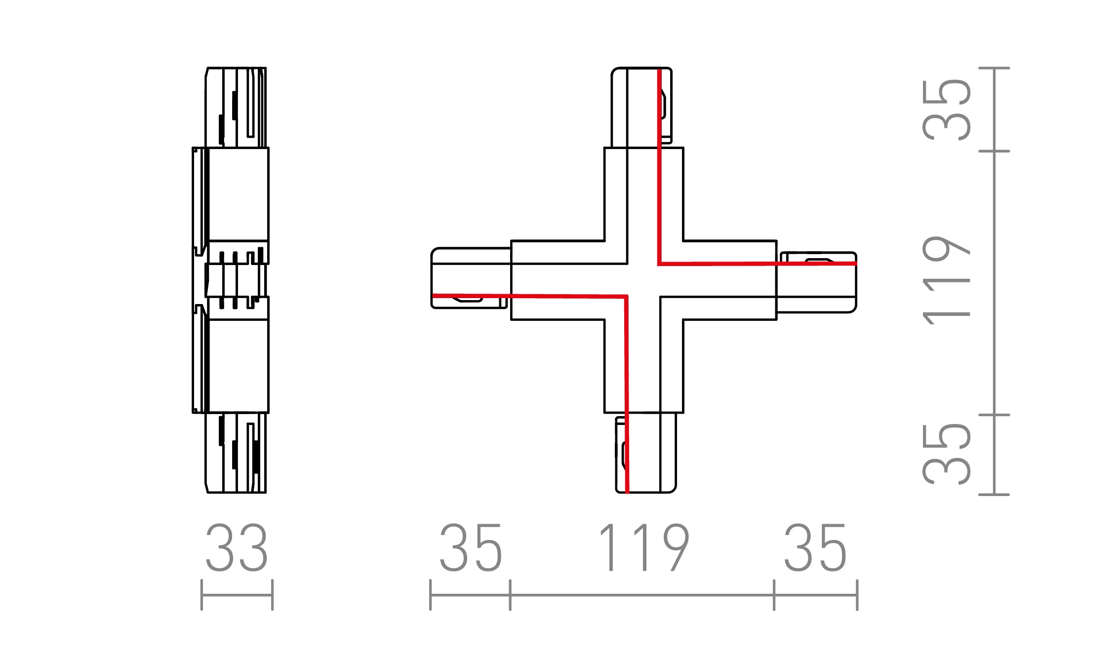 EUTRAC X CONECTOR - Product sketch