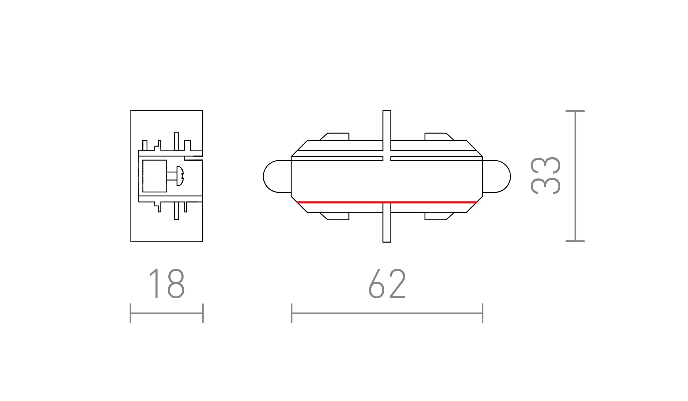 CONECTOR DIRECT PE ȘINĂ CU 1-CIRCUIT  - Product sketch