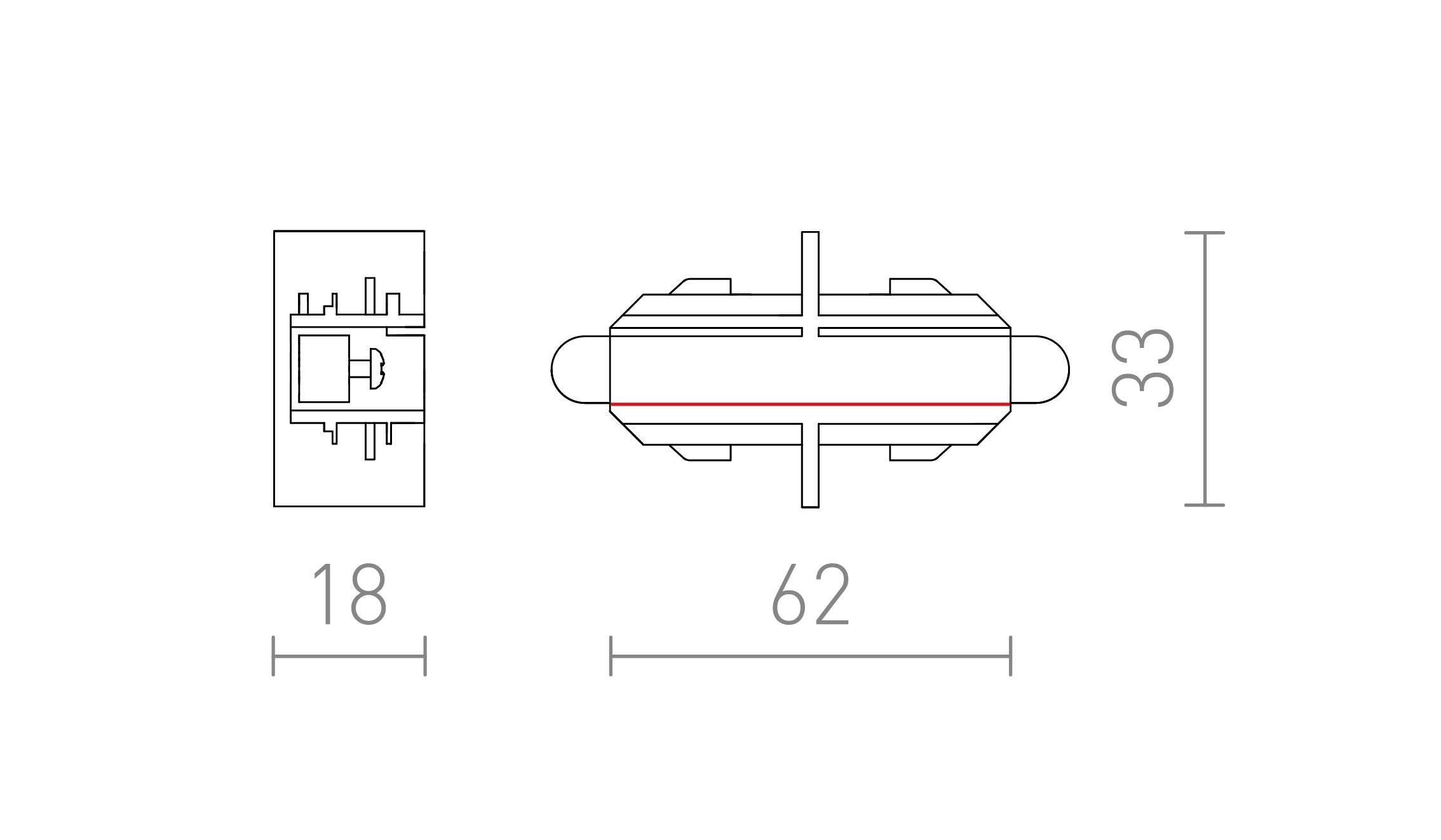CONECTOR DIRECT PE ȘINĂ CU 1-CIRCUIT  - Product sketch