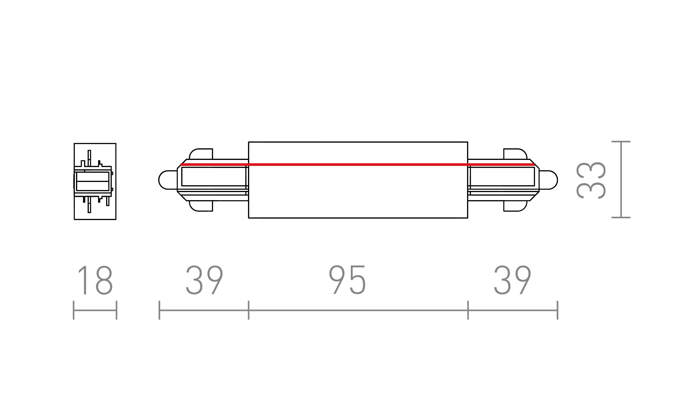 CONECTOR DIRECT CU ALIMENTARE PENTRU ȘINĂ CU 1-CIRCUIT - Product sketch