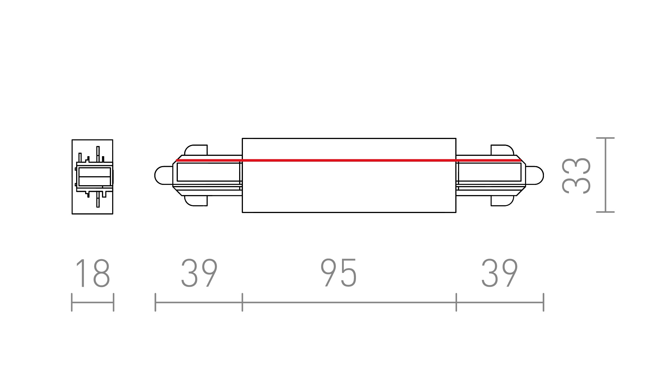 CONECTOR DIRECT CU ALIMENTARE PENTRU ȘINĂ CU 1-CIRCUIT - Product sketch