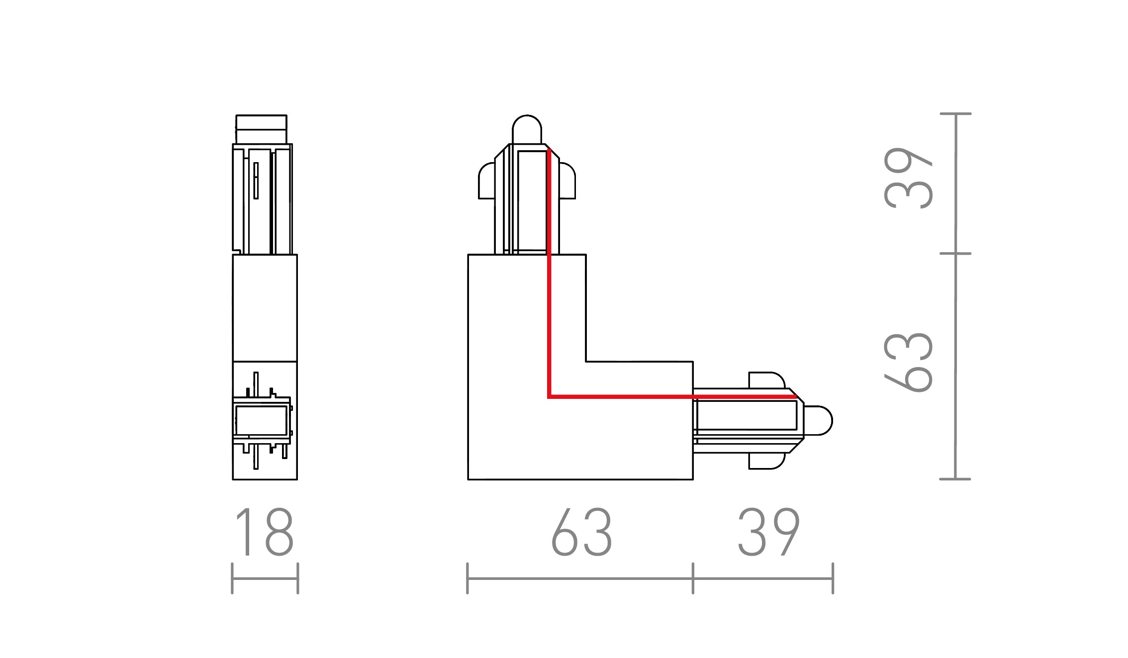 L CONECTOR PENTRU ȘINĂ CU 1-CIRCUIT EXTERN - Product sketch