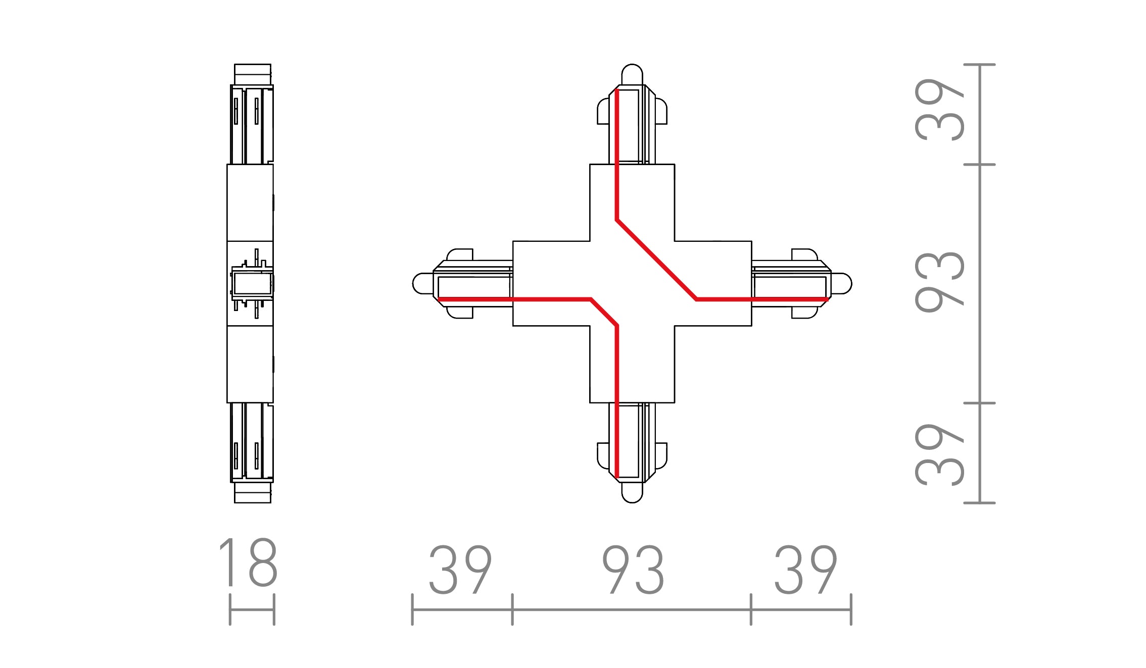 X CONECTOR PENTRU ȘINĂ CU 1-CIRCUIT  - Product sketch