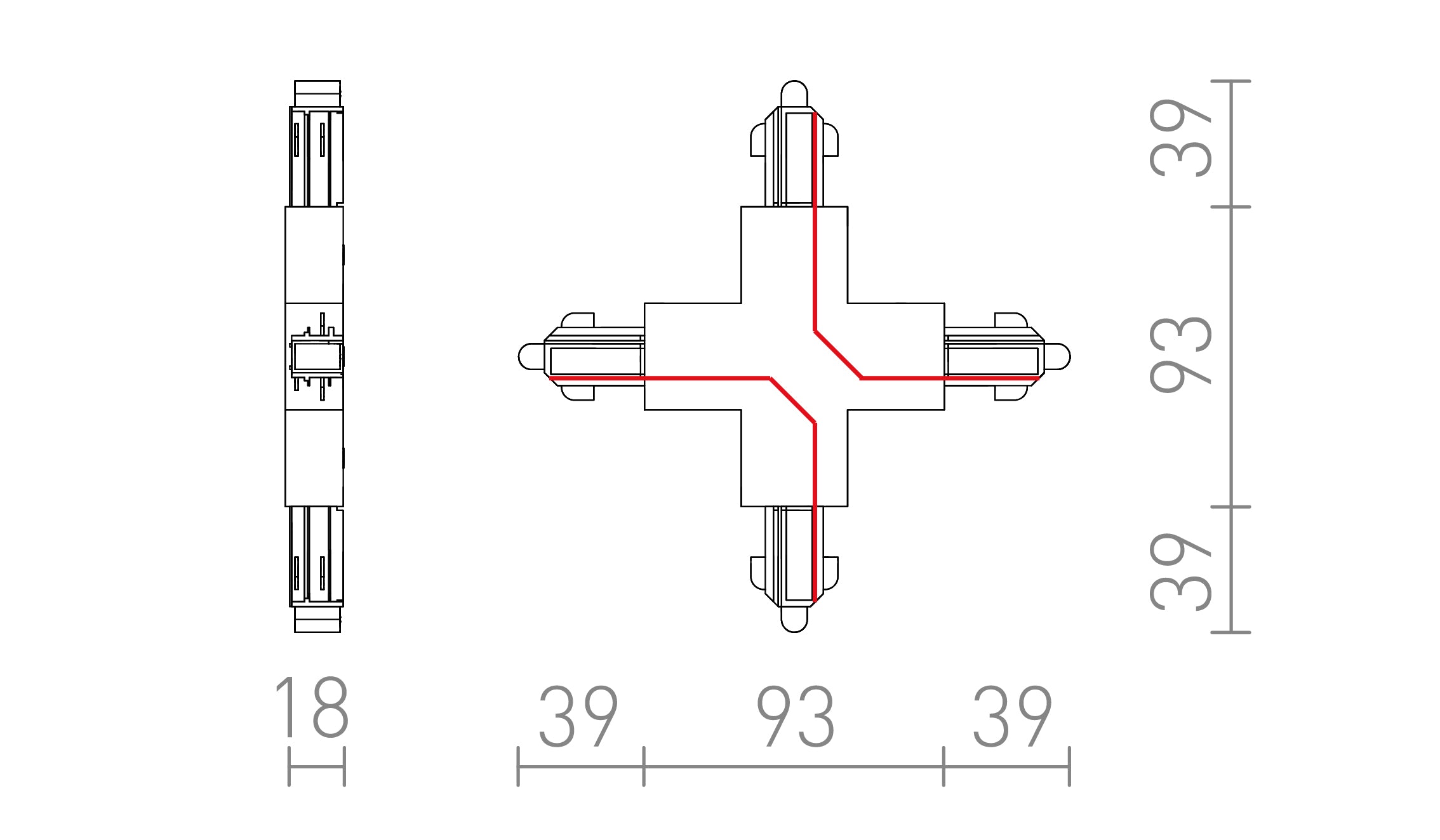 X CONECTOR PENTRU ȘINĂ CU 1-CIRCUIT  - Product sketch